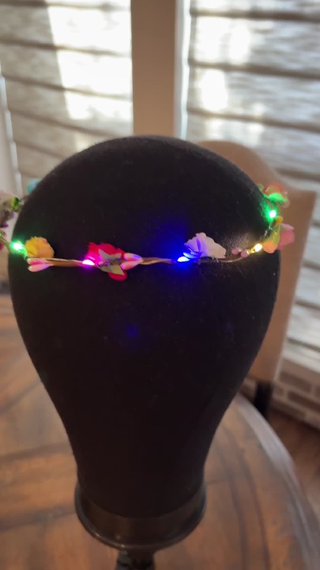 21 piece LED Flower Crown Headband Floral Hair Accessory Glow Party - Video 4