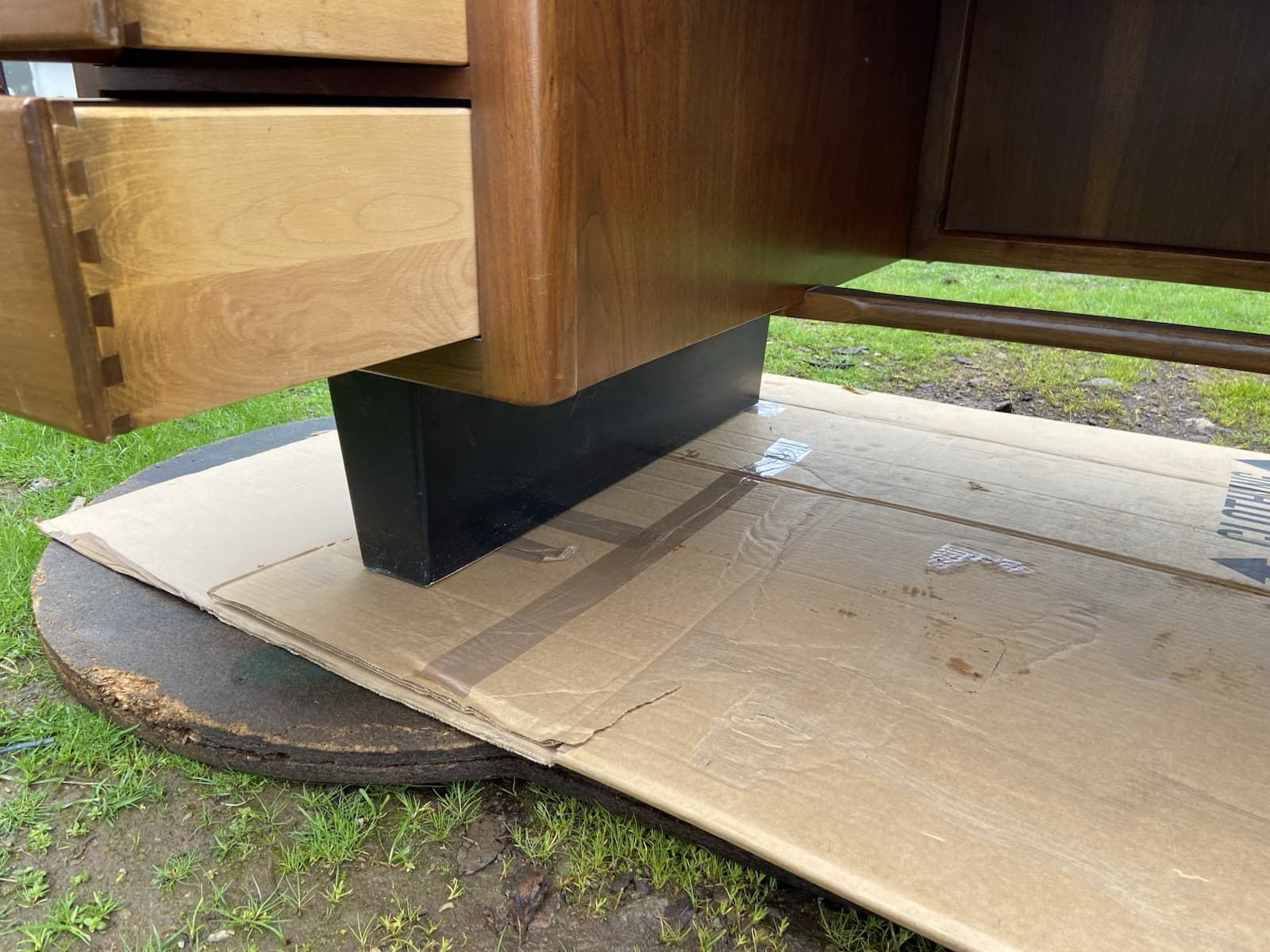 Vintage Mid Century Modern Wooden Tanker Desk - Thumbnail 10