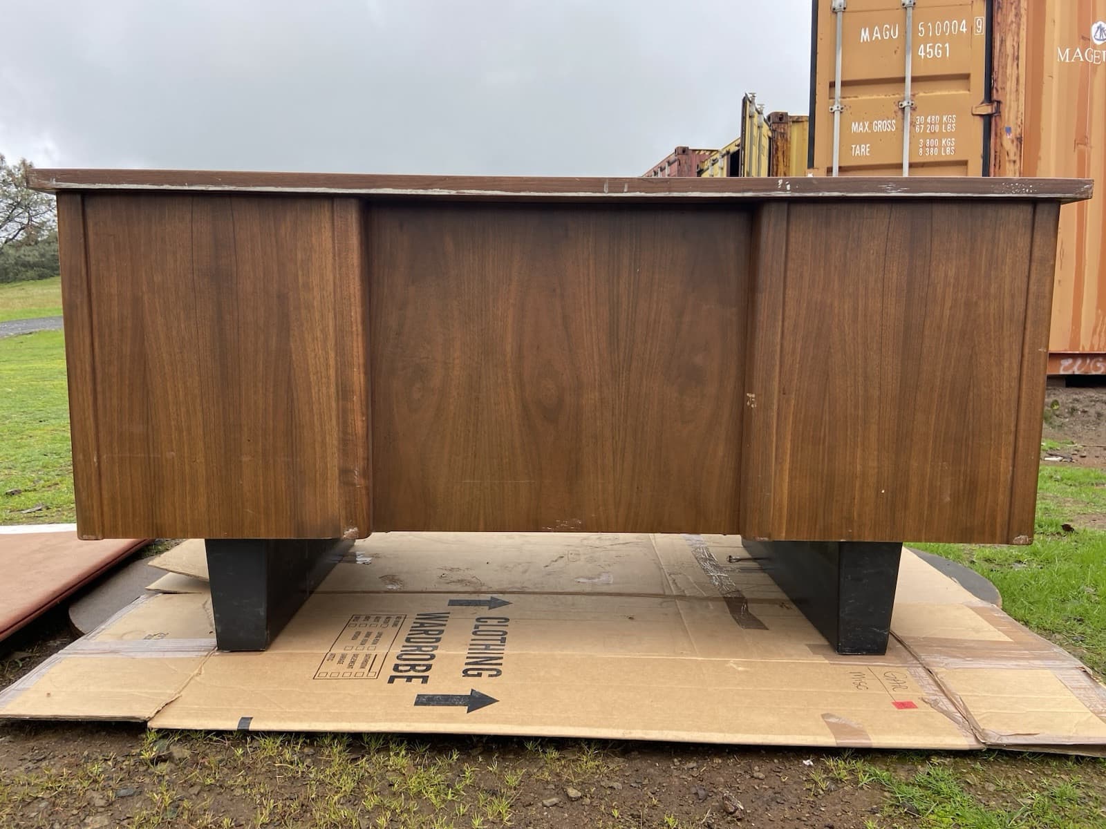 Vintage Mid Century Modern Wooden Tanker Desk - Thumbnail 22