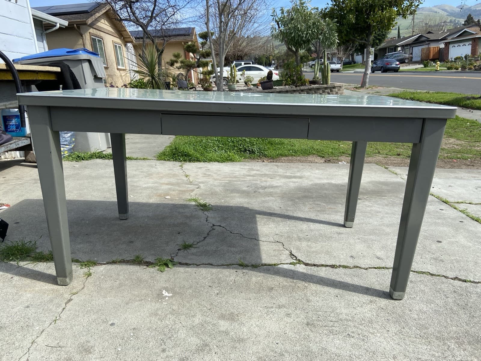 Vintage Mid Century Modern Tanker Steel Desk By Haskell - Thumbnail 4