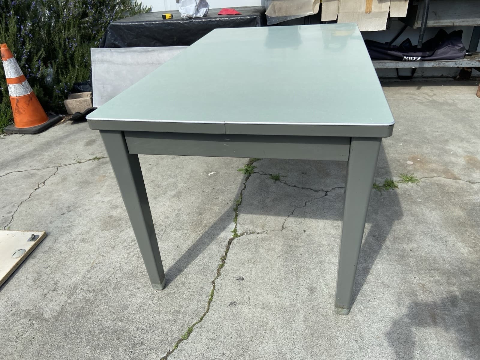 Vintage Mid Century Modern Tanker Steel Desk By Haskell - Thumbnail 13