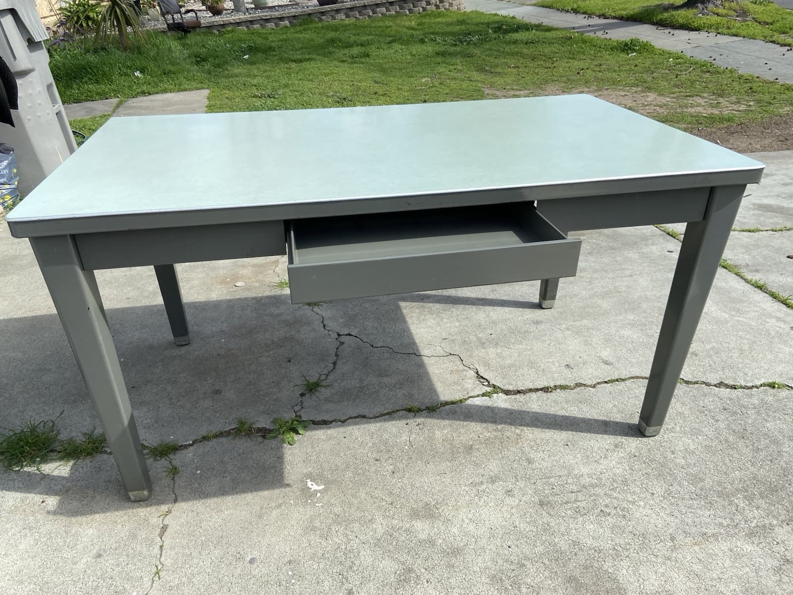 Vintage Mid Century Modern Tanker Steel Desk By Haskell - Image 1