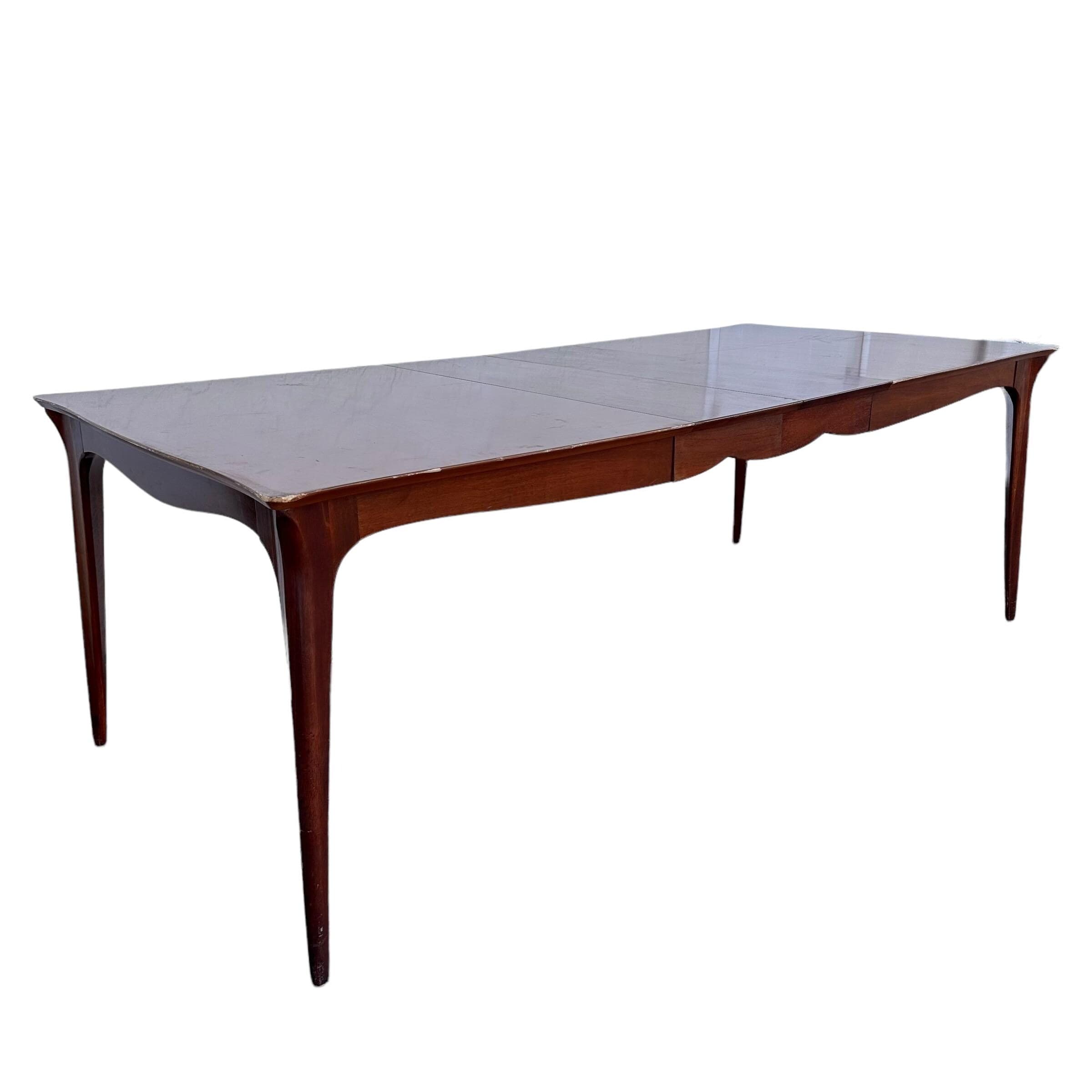 1950s Mid-Century Modern Dining Table Project by Drexel Dateline Collection 62" to 86" Long Mahogany Wood with 2 Leaves MCM - Thumbnail 10