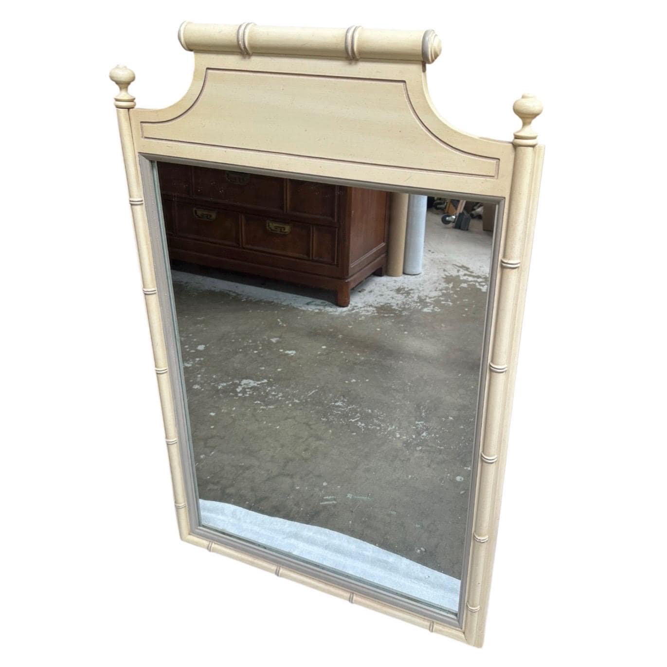 Henry Link Mirror 39x25 LOCAL PICKUP Vintage Beige Faux Bamboo Coastal Hollywood Regency - Thumbnail 8