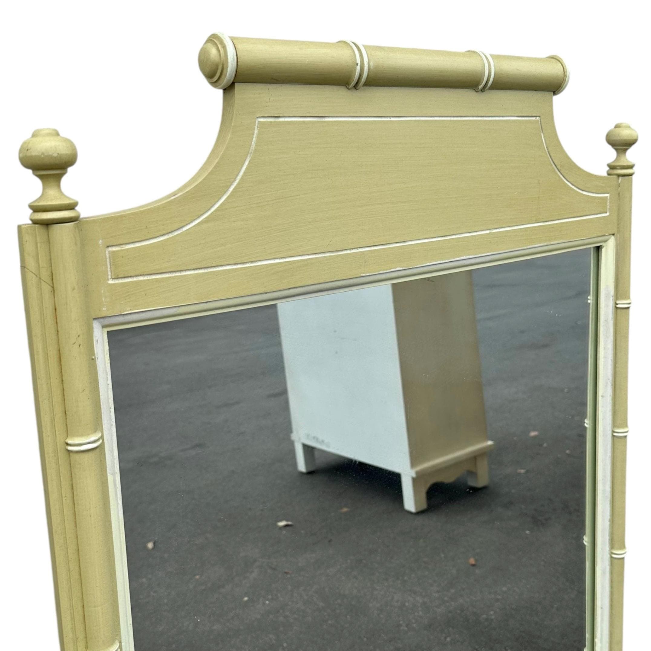Henry Link Bali Hai Mirror 41x27 LOCAL PICKUP Vintage Green Faux Bamboo Coastal Hollywood Regency - Thumbnail 3