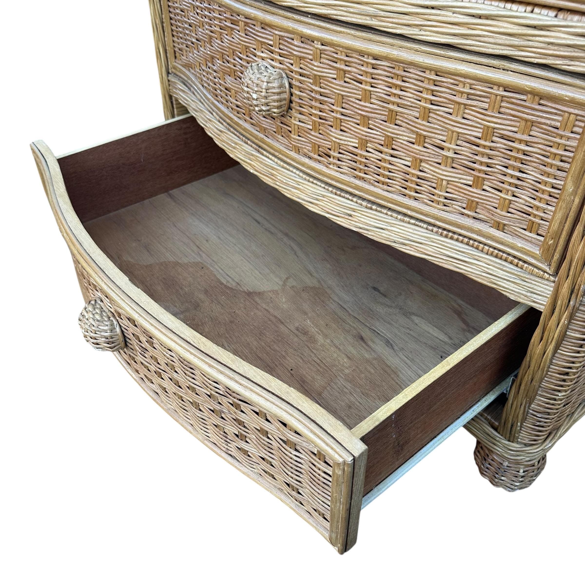 Wicker Nightstand Chest with 3 Drawers - Pier 1 San Angelo Collection Rattan Coastal Boho Chic Oversized End Table - Thumbnail 6