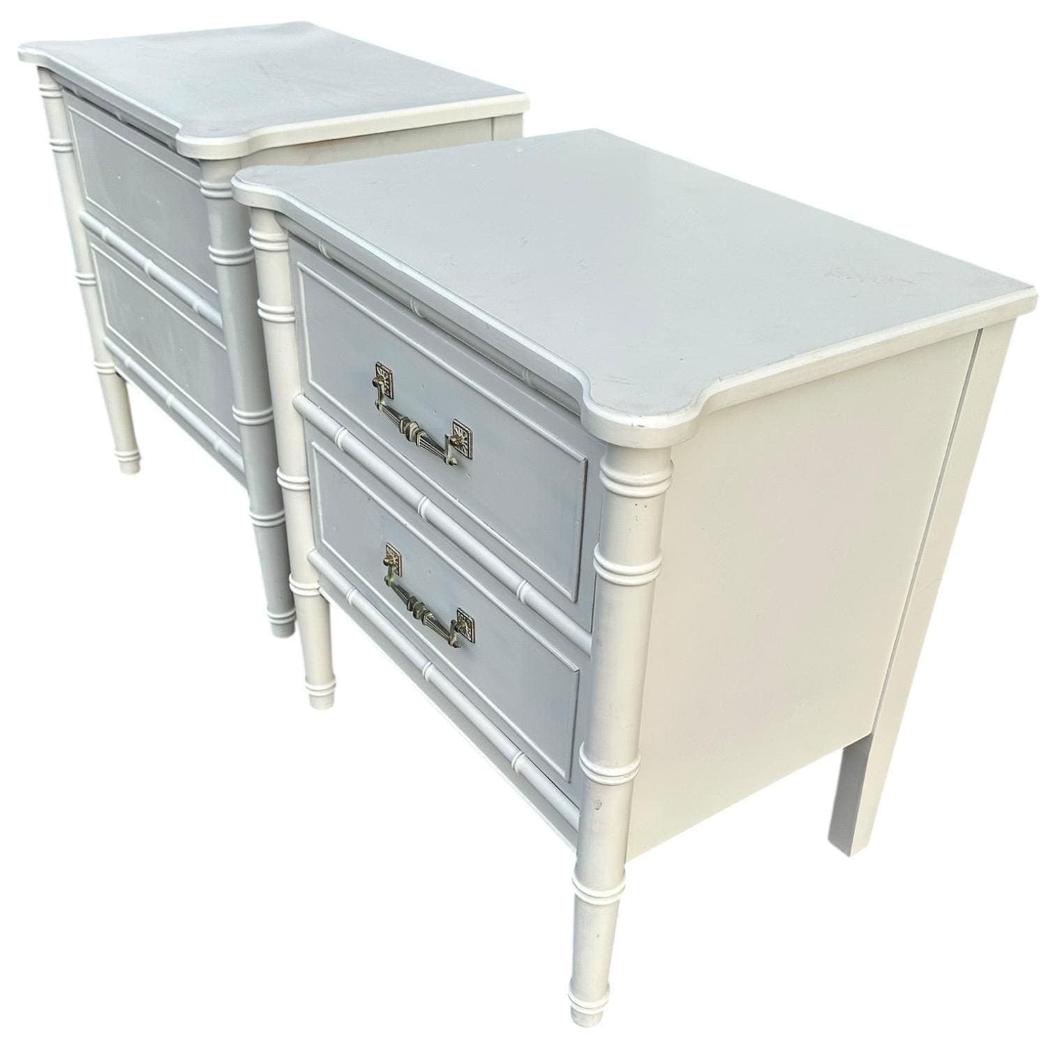 Vintage Faux Bamboo Nightstands - Henry Link Bali Hai - Hollywood Regency Chinoiserie - Set of 2 - Thumbnail 3