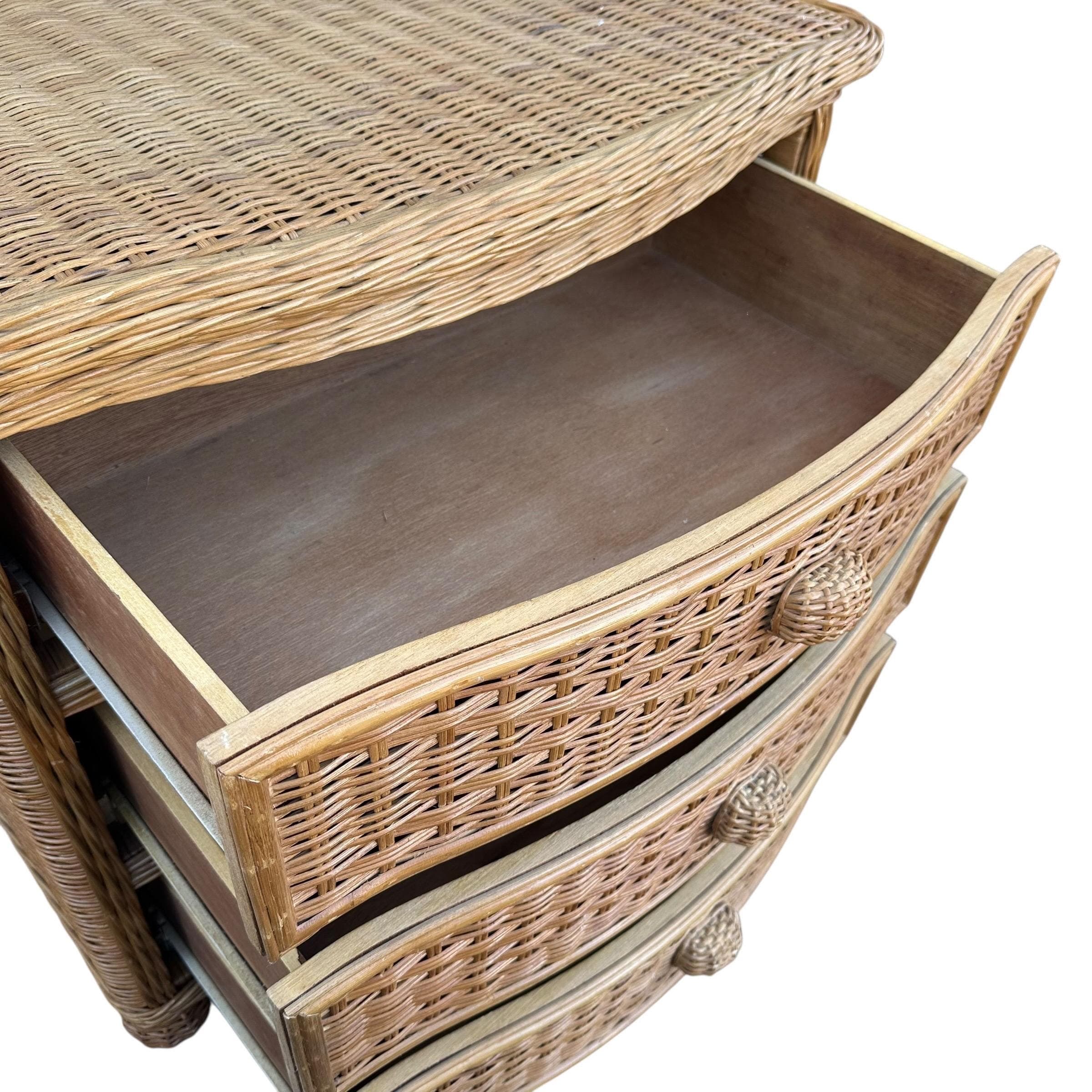 Wicker Nightstand Chest with 3 Drawers - Pier 1 San Angelo Collection Rattan Coastal Boho Chic Oversized End Table - Thumbnail 4