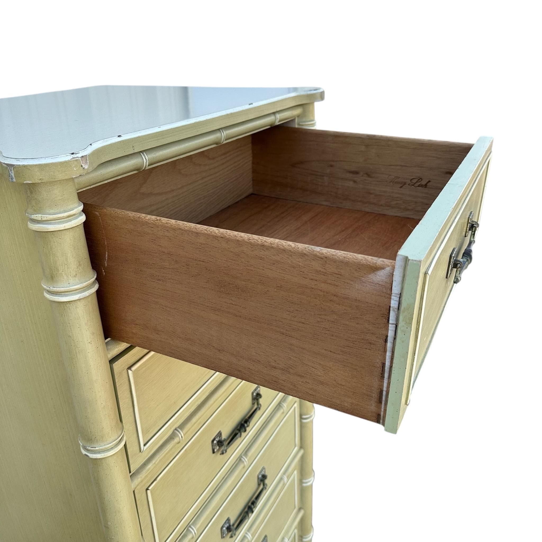 Henry Link Bali Hai Lingerie Dresser Chest of 6 Drawers - Vintage Green Hollywood Regency Faux Bamboo Bedroom Furniture - Thumbnail 4