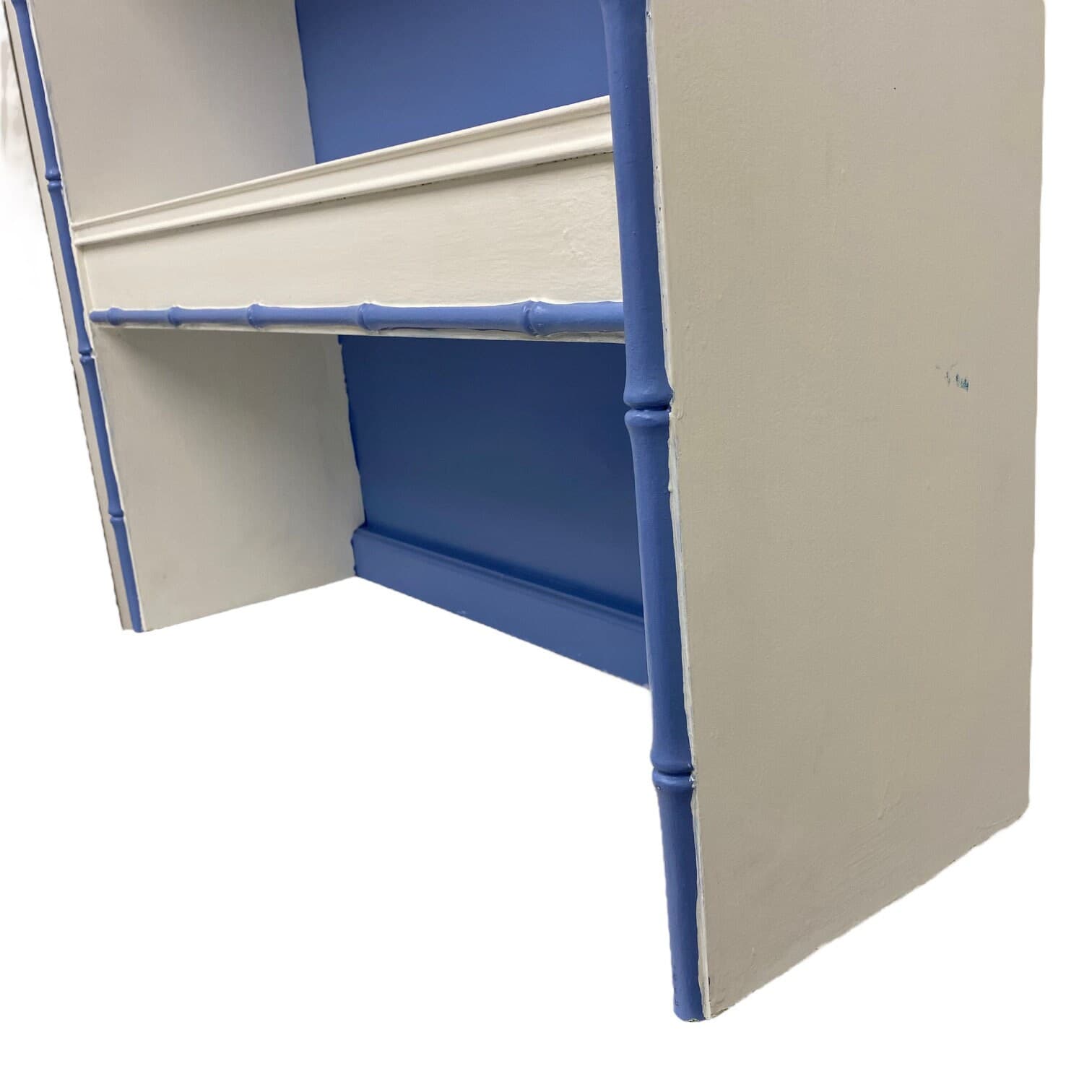 Thomasville Allegro Hutch Bookcase Painted White & Blue - Vintage Hollywood Regency Coastal Bedroom Furniture - Thumbnail 7