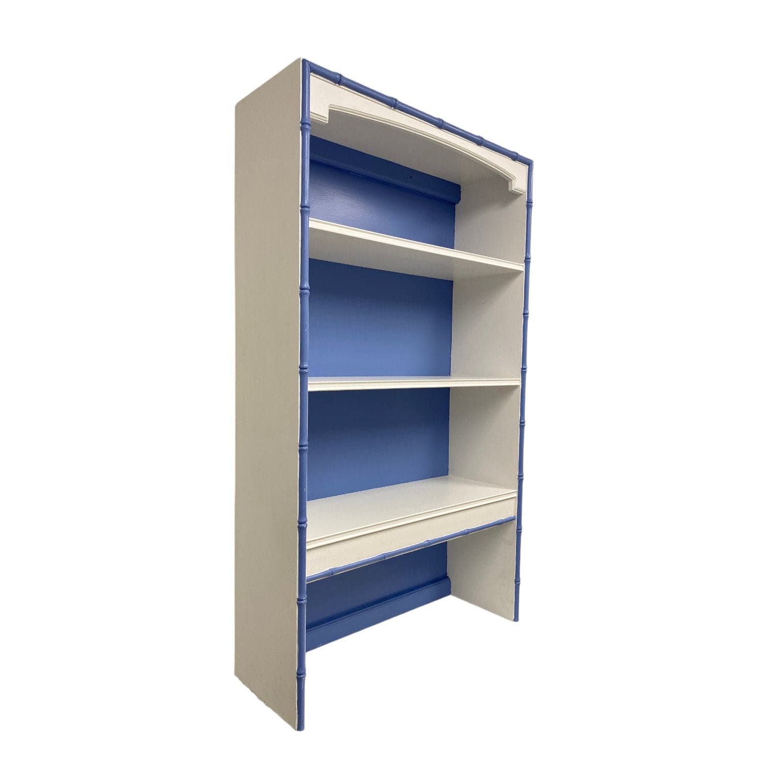 Thomasville Allegro Hutch Bookcase Painted White & Blue - Vintage Hollywood Regency Coastal Bedroom Furniture - Thumbnail 2