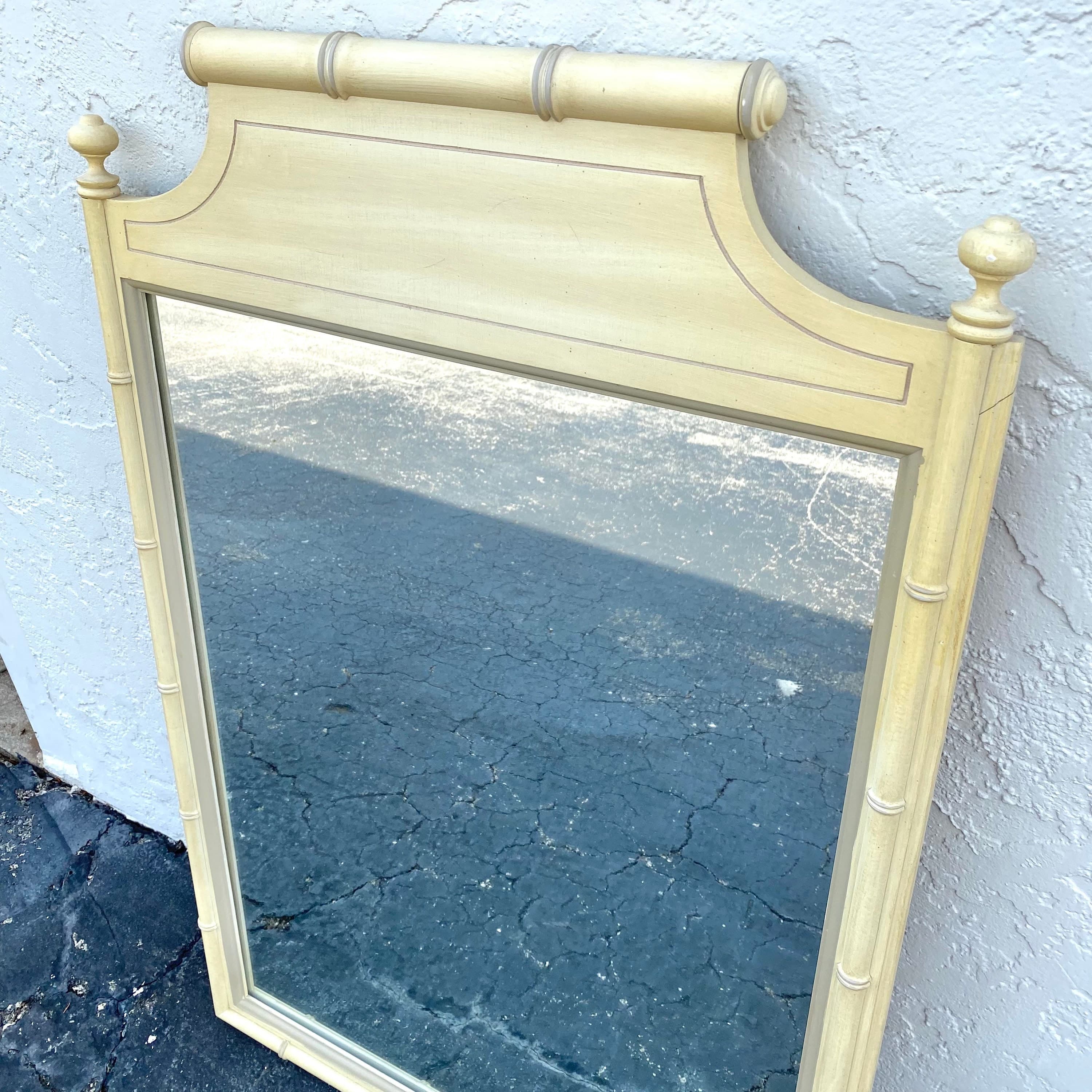 Henry Link Mirror 39x25 LOCAL PICKUP Vintage Beige Faux Bamboo Coastal Hollywood Regency - Thumbnail 5