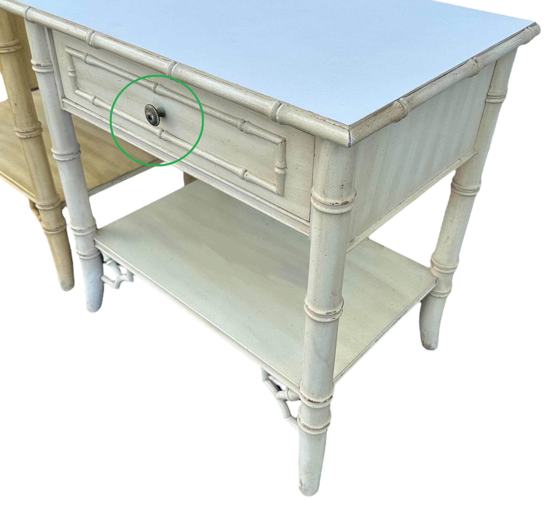 Thomasville Allegro Round Sunburst Knob Hardware - Original Vintage Brass Drawer Pull for 1970s Faux Bamboo Dresser or Nightstand - Size 1" - Thumbnail 3