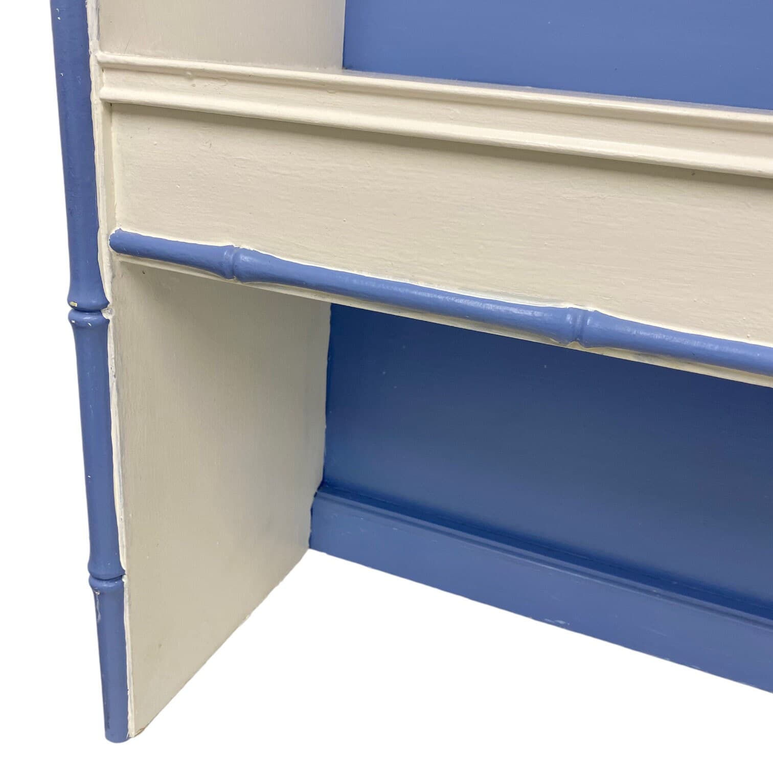 Thomasville Allegro Hutch Bookcase Painted White & Blue - Vintage Hollywood Regency Coastal Bedroom Furniture - Thumbnail 6