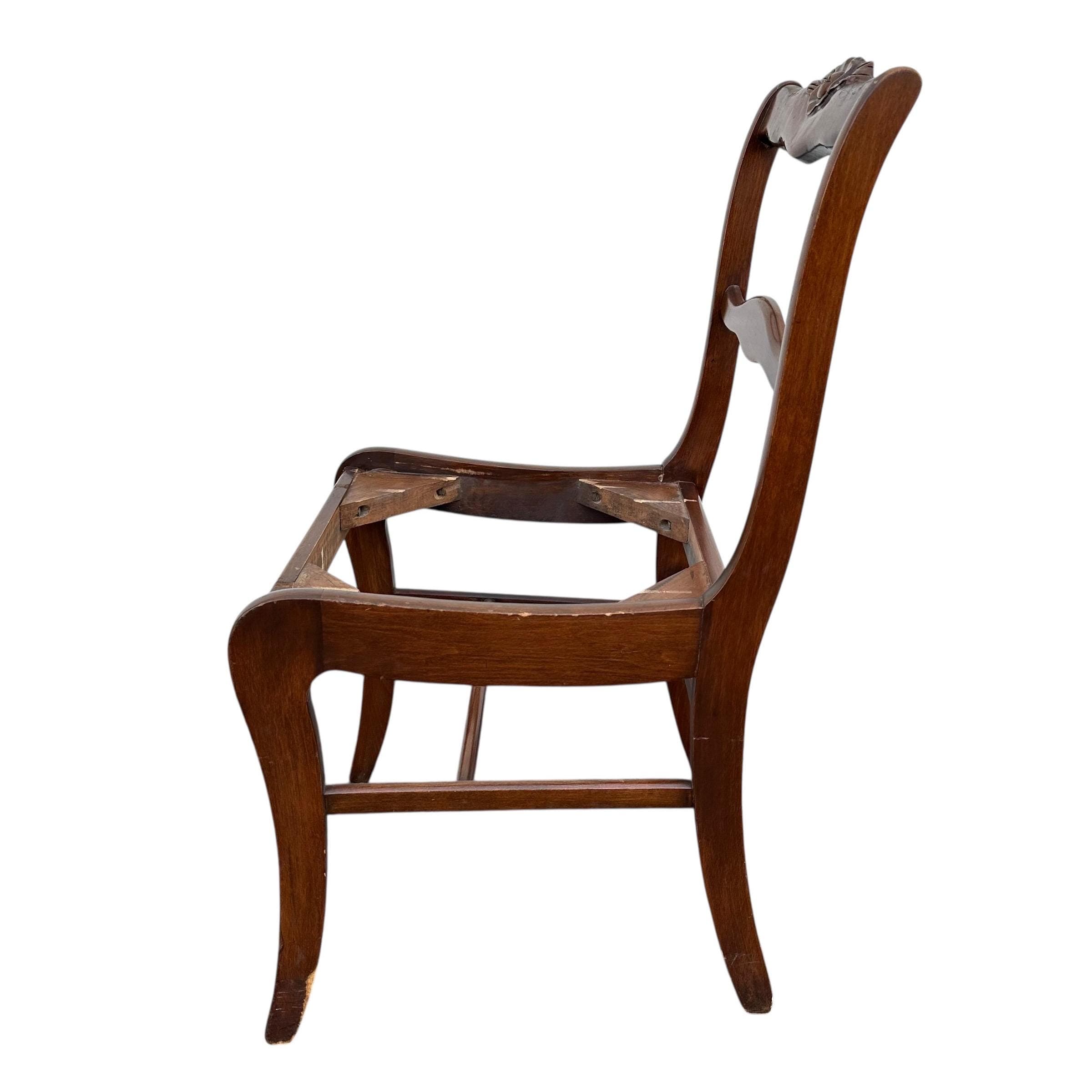 Vintage Carved Wood Chair - Shabby Chic Cottage Farmhouse Flower & Grapes Decor - Project Restoration - Thumbnail 3