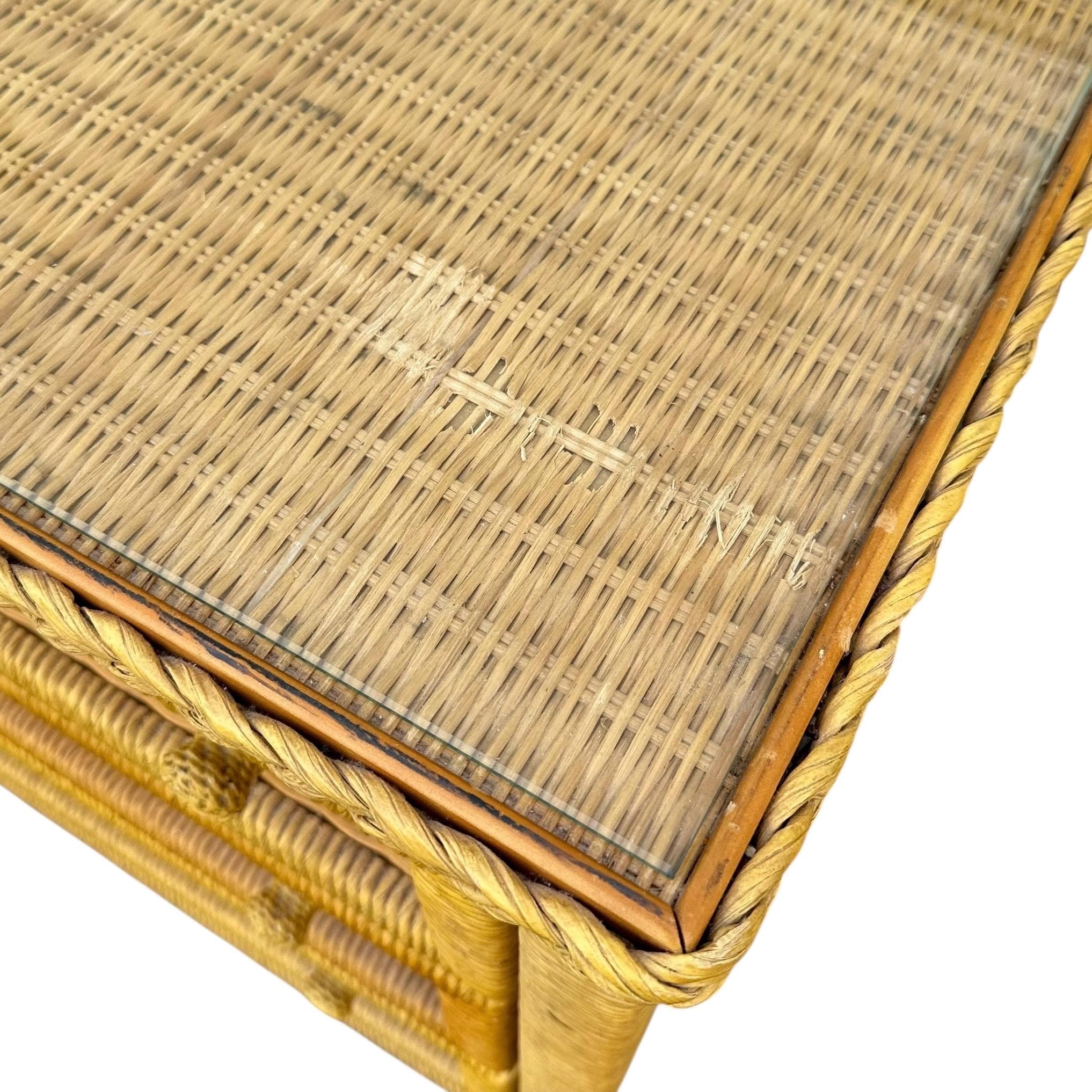 Natural Wicker Dresser by Henry Link 58” Long - Vintage Lexington Wrapped Rattan Coastal Boho Chic Tropical Furniture 6 Drawer Chest Bureau - Thumbnail 7