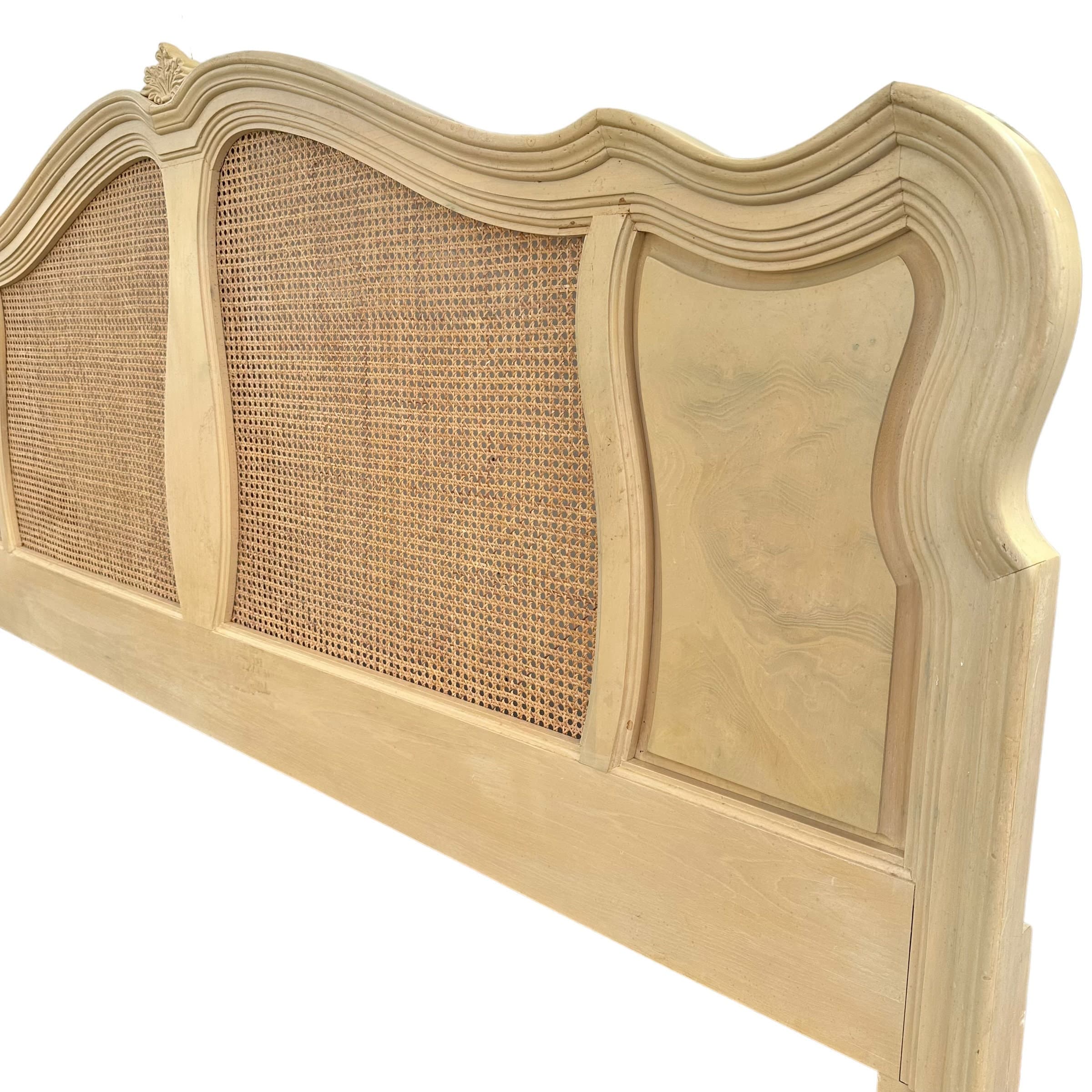 French Provincial King Headboard by Lexington Chateau Latour Collection - Vintage Rattan Cane and Whitewash Wood Country Bedroom Furniture - Thumbnail 4