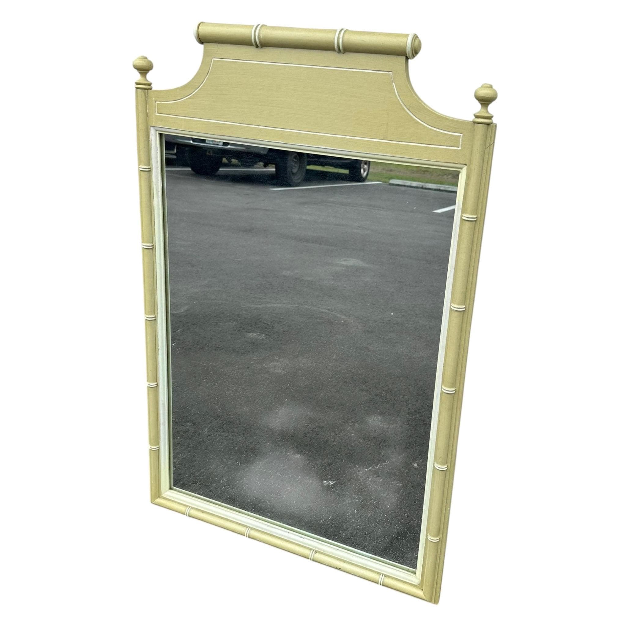 Henry Link Bali Hai Mirror 41x27 LOCAL PICKUP Vintage Green Faux Bamboo Coastal Hollywood Regency - Thumbnail 8