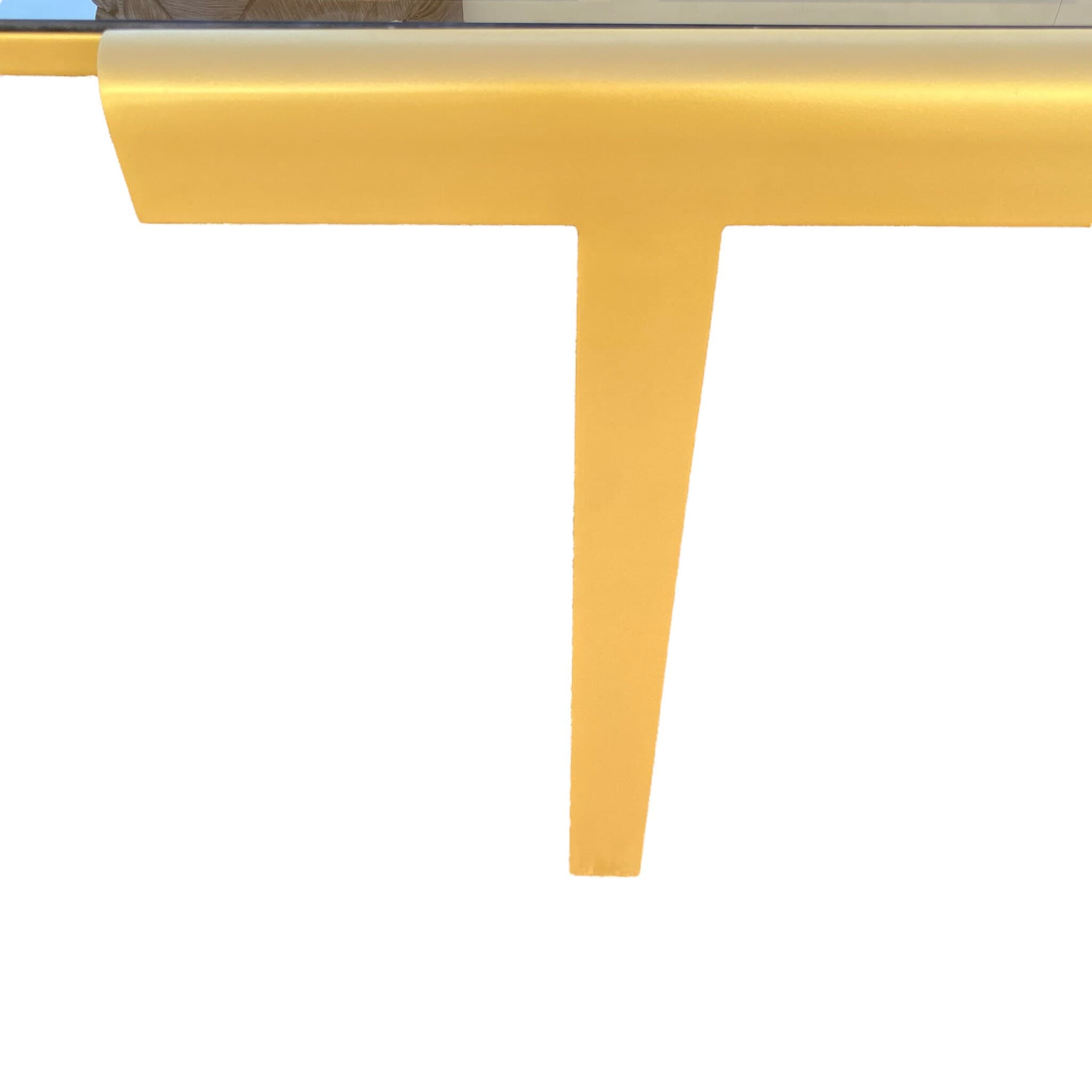 Mid-Century Modern Expanding Dining Table in Brass Gold Steel and Smoked Glass Top - Leaf Insert Extends 66" to 98" Long - MCM Milo Baughman - Thumbnail 6