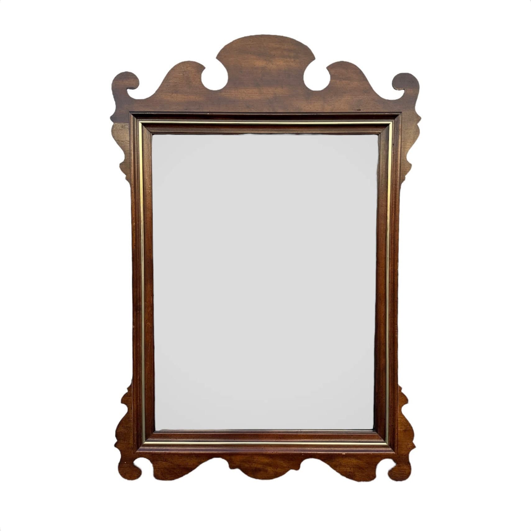 Vintage Chippendale Mirror 46x28 LOCAL PICKUP Traditional Decorative Antique Style Wood Wall Mirror - Image 1