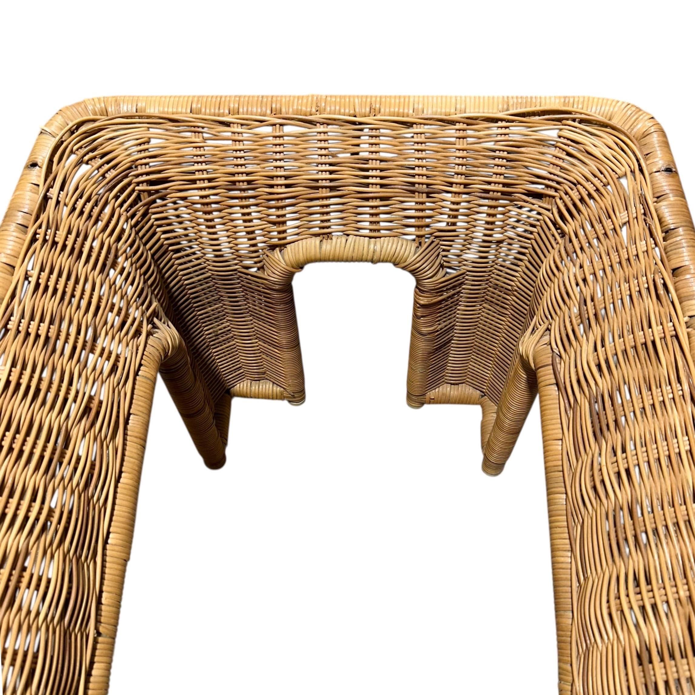 Rattan Coffee Table 56” Long - Vintage Rectangular Coastal Boho Chic Hollywood Regency Bamboo Style Furniture - Thumbnail 8