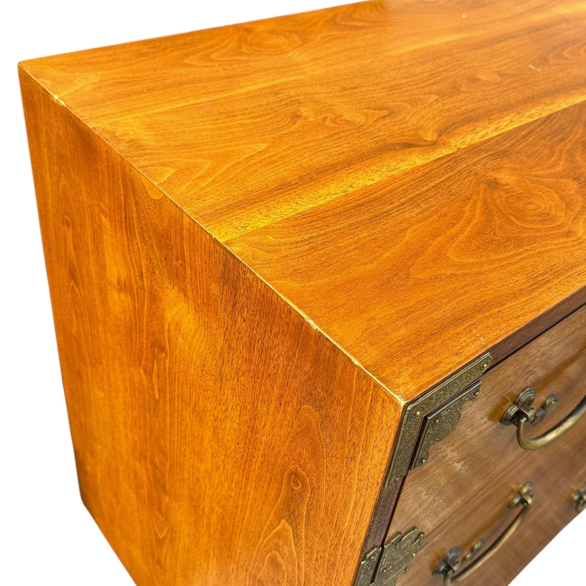 Vintage Henredon Chinoiserie Campaign Dresser Project 80” Long - Hollywood Regency Asian Style 9 Drawer Credenza - Thumbnail 5