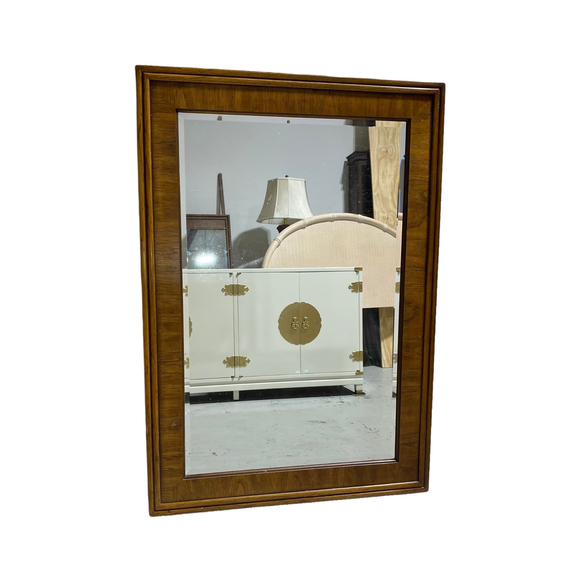 Drexel Accolade Mirror 48x33 LOCAL PICKUP Vintage Campaign Style Rectangular Wood with Beveled Edge Glass - Image 1
