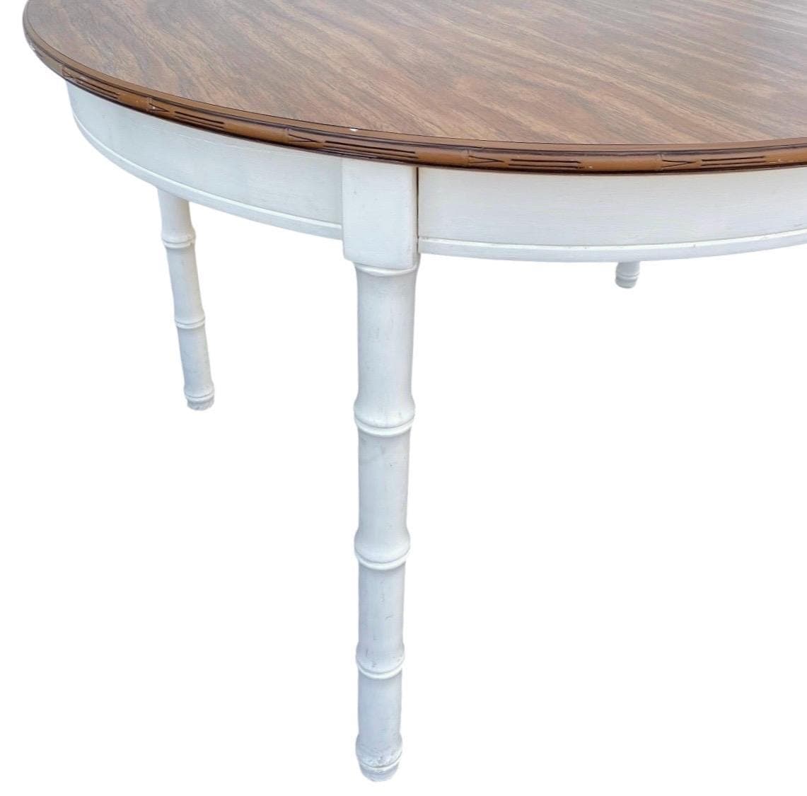 Round Faux Bamboo Wood Table Leg 29" - Vintage Furniture Part - Coastal Chinoiserie Hollywood Regency Dining Leg Replacement - Thumbnail 5