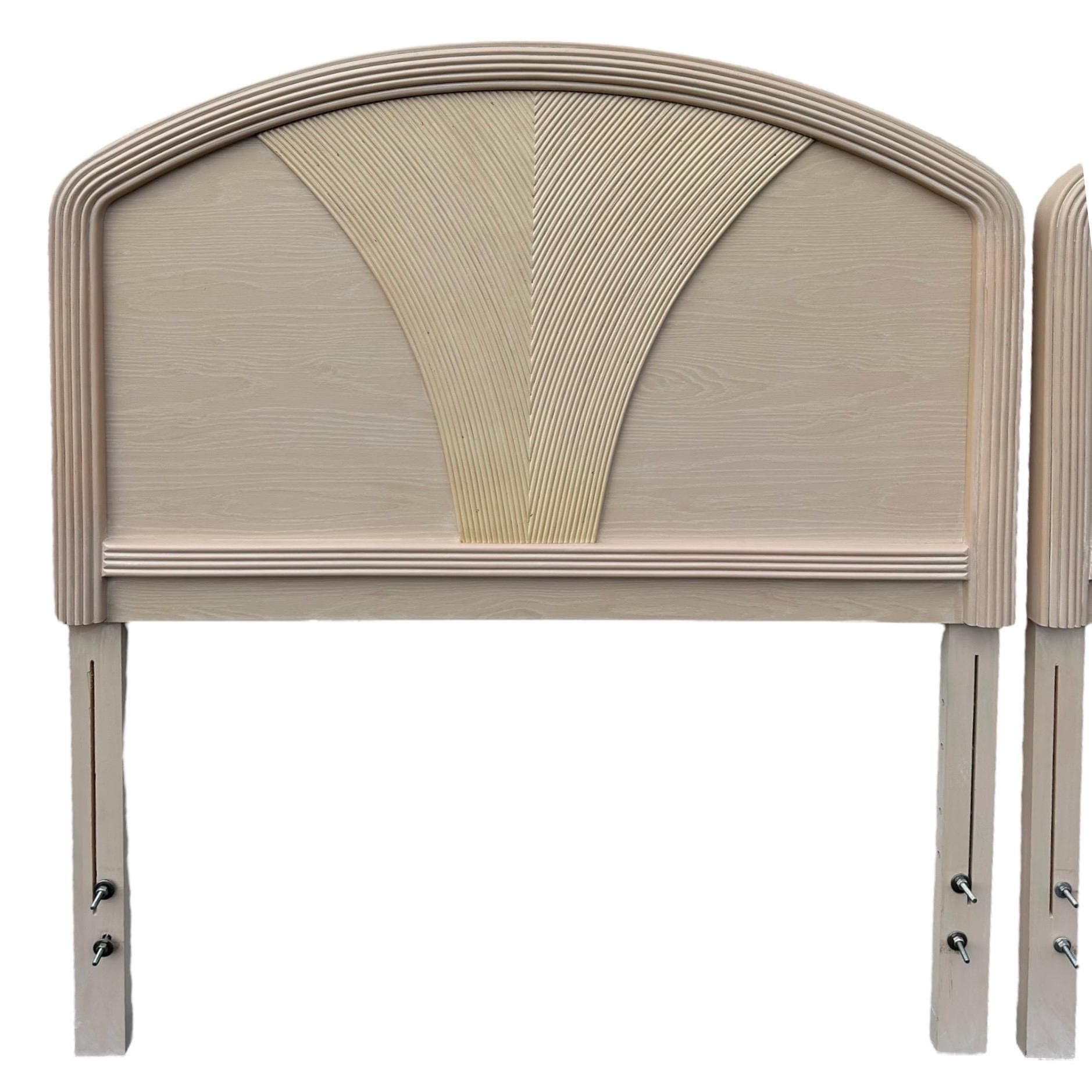 Pencil Reed Twin Headboard - Vintage Coastal Whitewashed Wood Bedroom Furniture - Thumbnail 2