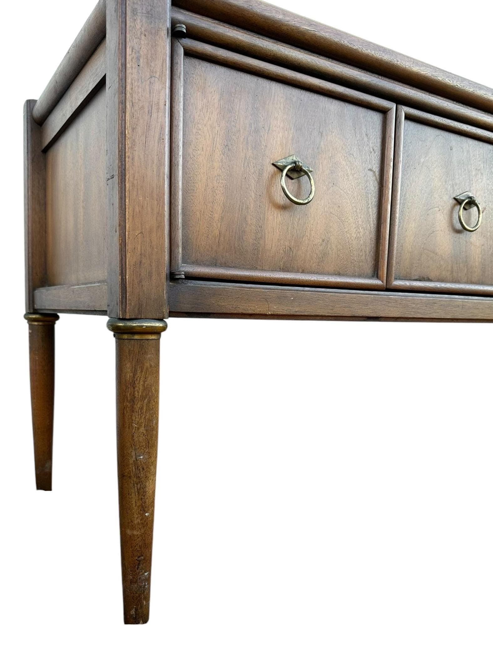 Mid Century Modern Low Profile Cabinet by Gordon’s Fine Furniture 56” Long - Vintage MCM Midcentury Walnut Wood Stone Console Table Credenza - Thumbnail 9