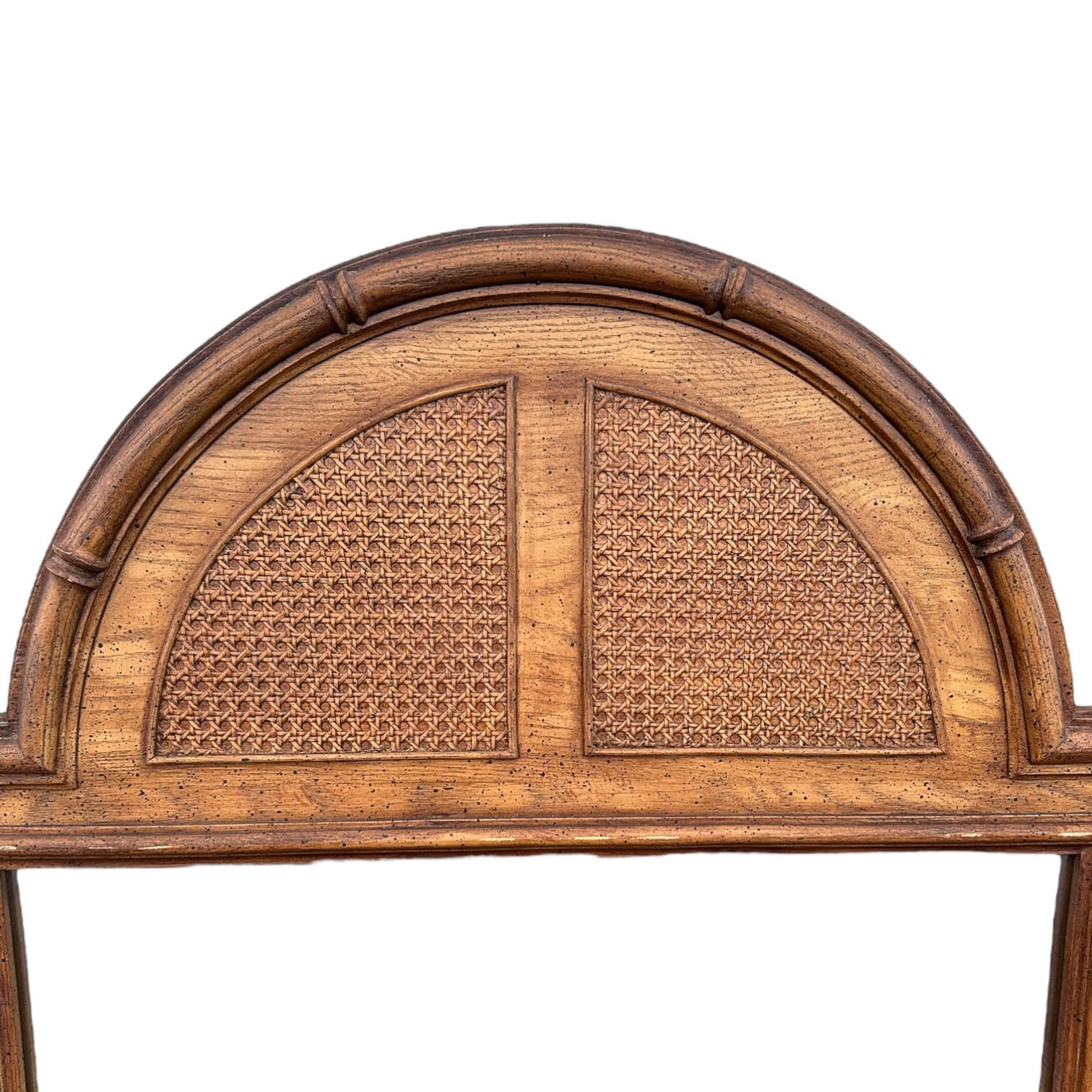 Large Faux Bamboo Mirror 56x32 LOCAL PICKUP Vintage Stanley Arched Curved Top Rattan Cane Coastal Hollywood Regency Boho Chic Wood Style - Thumbnail 3