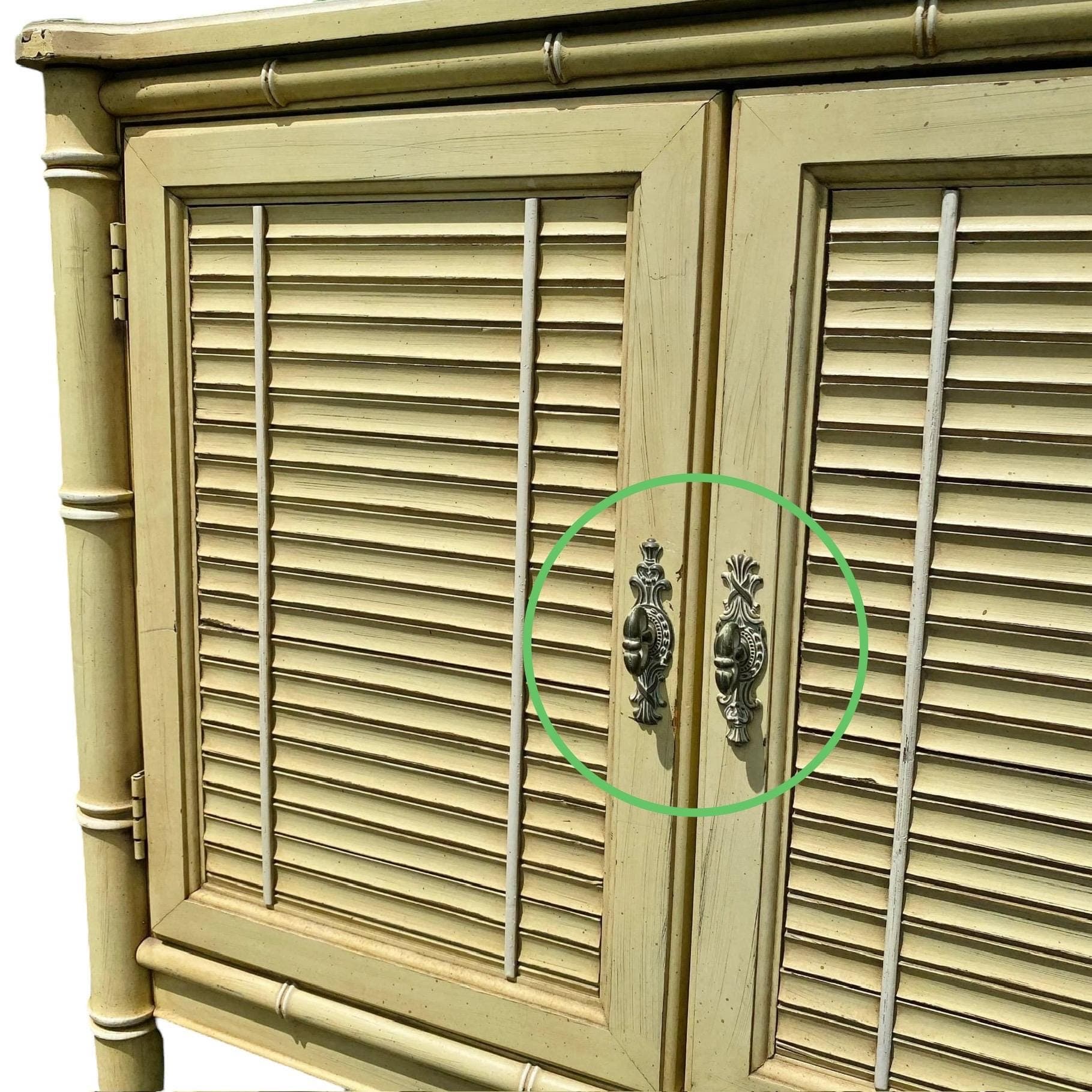 Vintage Henry Link Bali Hai Backplate & Knob Hardware - Original 1970s Faux Bamboo Dresser, Chest, or Armoire Replacement - Thumbnail 8