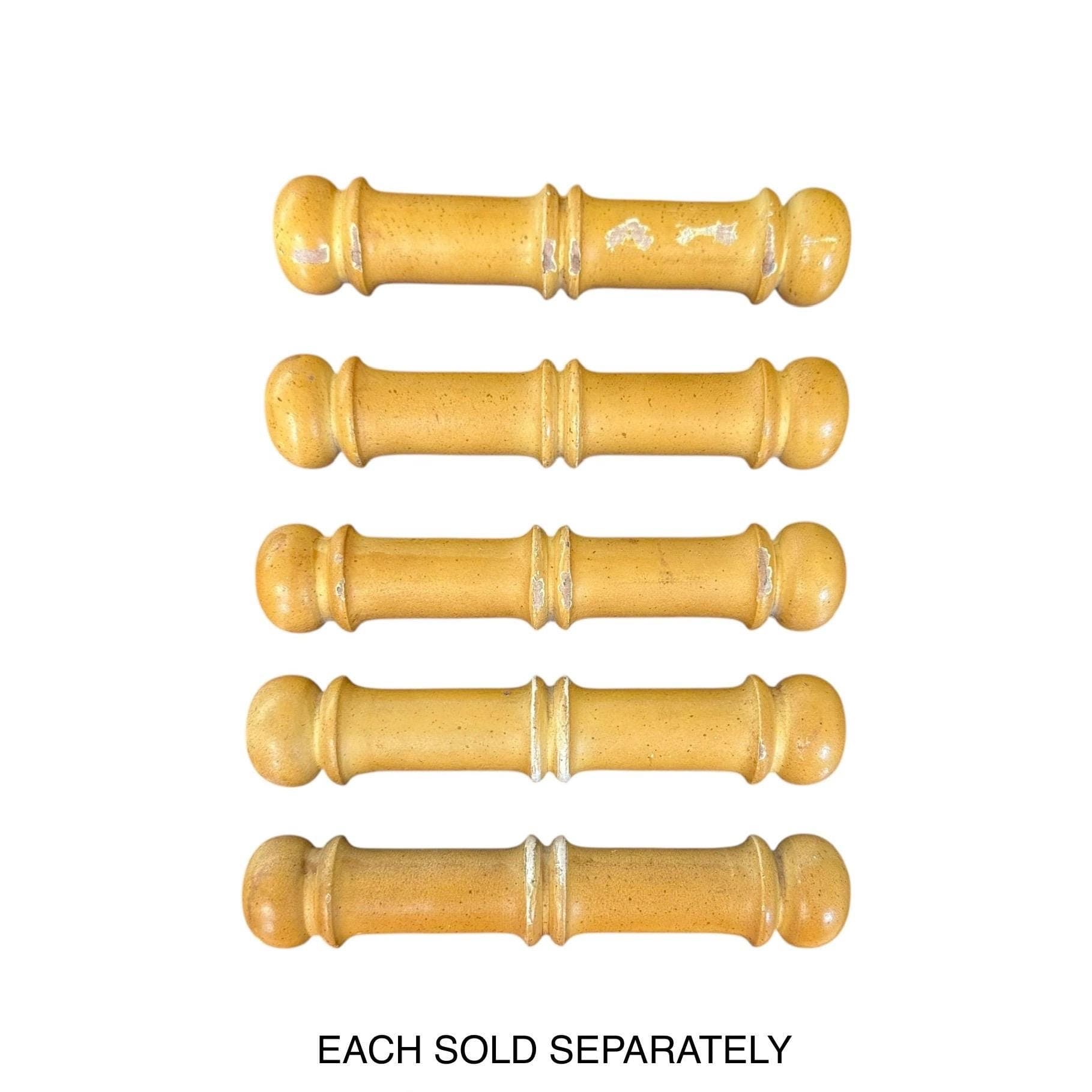 Faux Bamboo Drawer Pull by Dixie Aloha - 1970s Vintage Solid Wood Yellow Round 2.75" Center Dresser Nightstand Armoire Hardware Replacement - Thumbnail 7