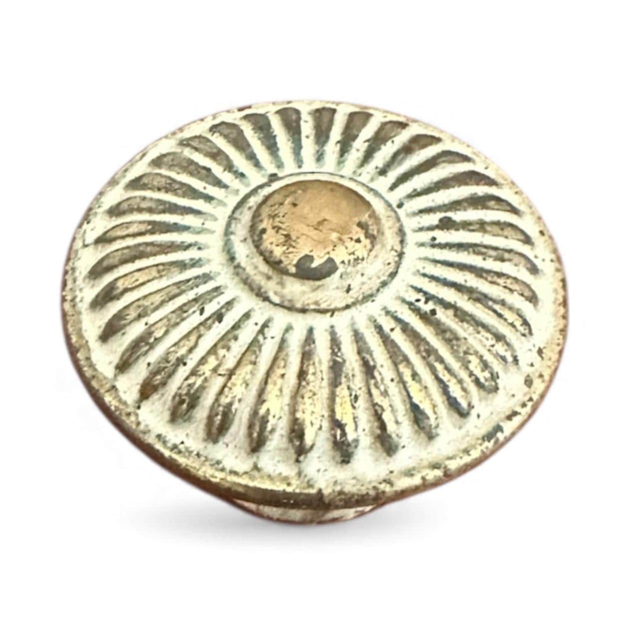 Thomasville Allegro Round Sunburst Knob Hardware - Original Vintage Brass Drawer Pull for 1970s Faux Bamboo Dresser or Nightstand - Size 1" - Thumbnail 16