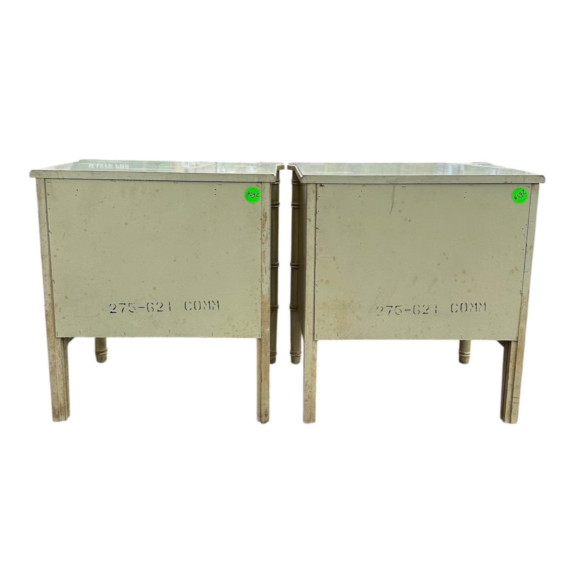 Henry Link Nightstands Set of 2 - Original Vintage Green Bali Hai Faux Bamboo End Tables Pair Hollywood Regency Chinoiserie Coastal - Thumbnail 4