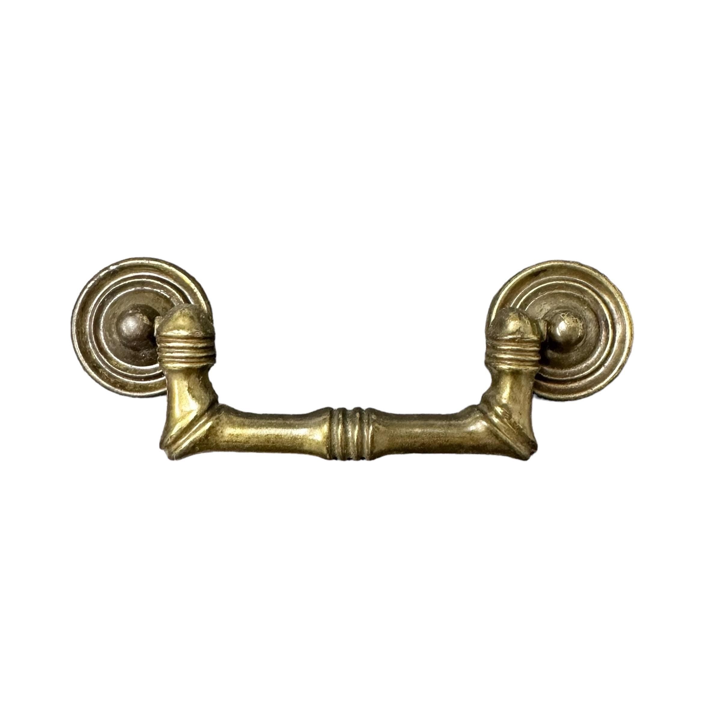 Broyhill Faux Bamboo Hardware 3.75" Center - Original Vintage Brass Tone Pull for Dresser, Nightstand or Chest of Drawers 3.75 Inch Holes - Image 1