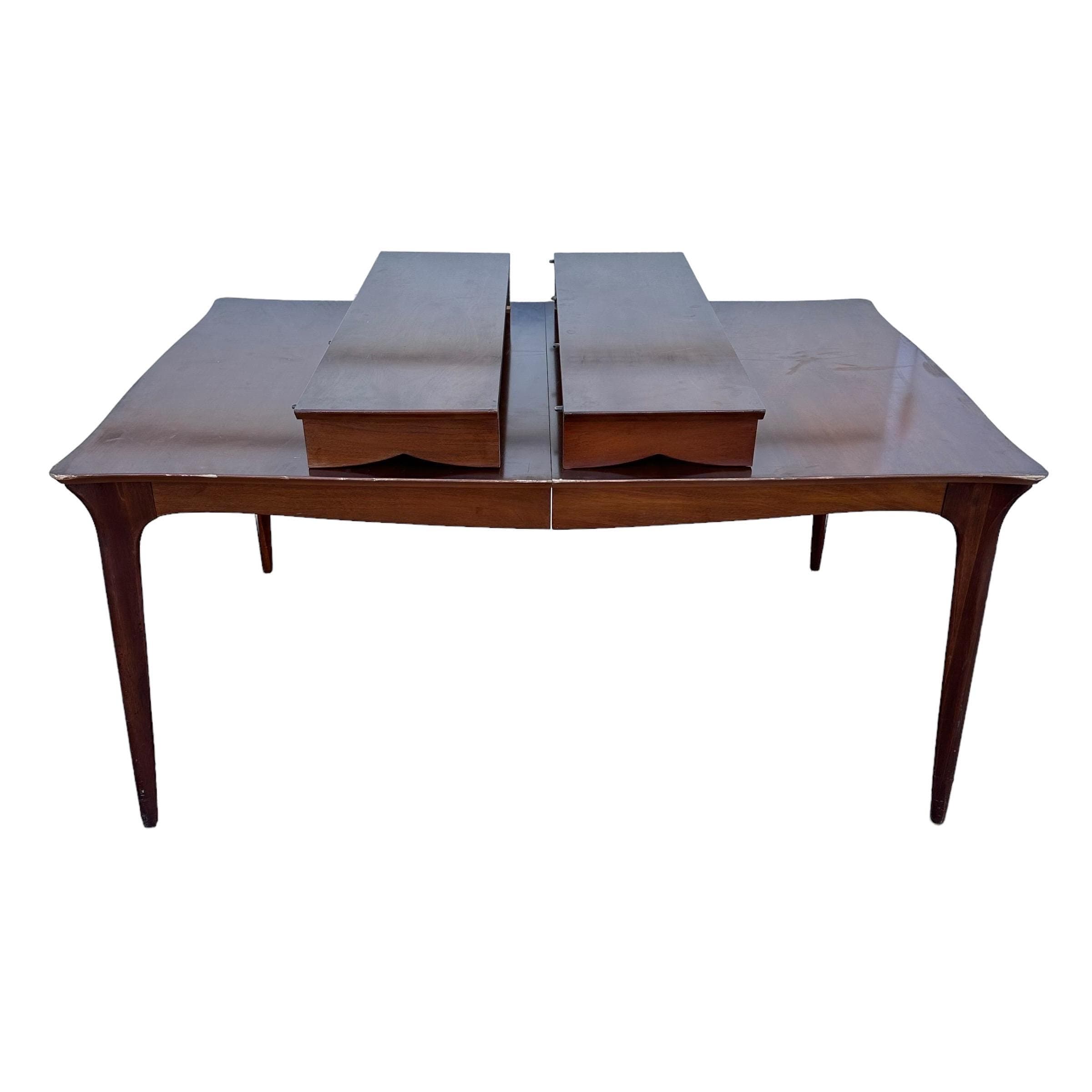 1950s Mid-Century Modern Dining Table Project by Drexel Dateline Collection 62" to 86" Long Mahogany Wood with 2 Leaves MCM - Thumbnail 2