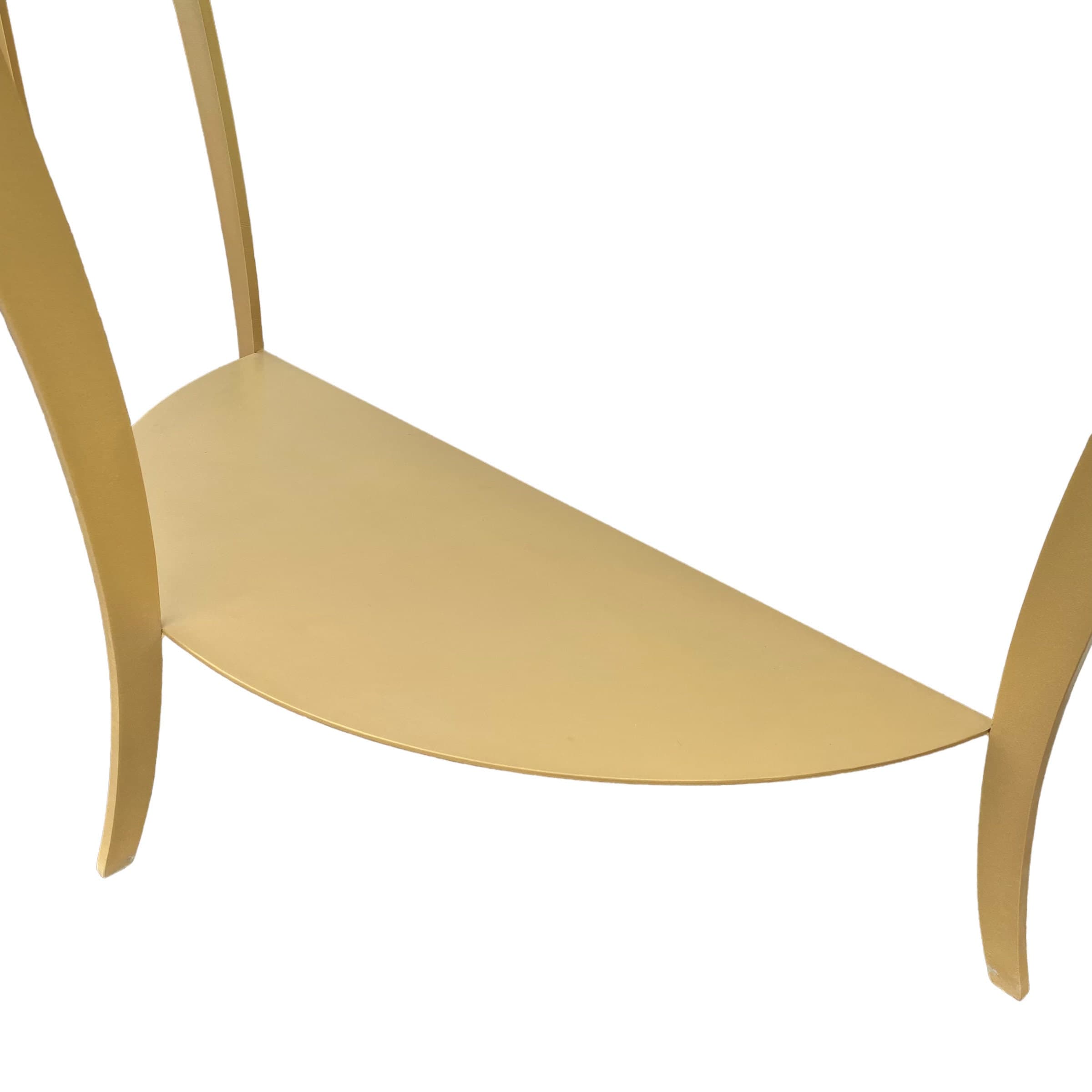 Steel Demilune Console Tables Set of 2 FREE SHIPPING Vintage Mastercraft Modern American Curved Half Moon Metal Coated in Gold Brass - Thumbnail 5