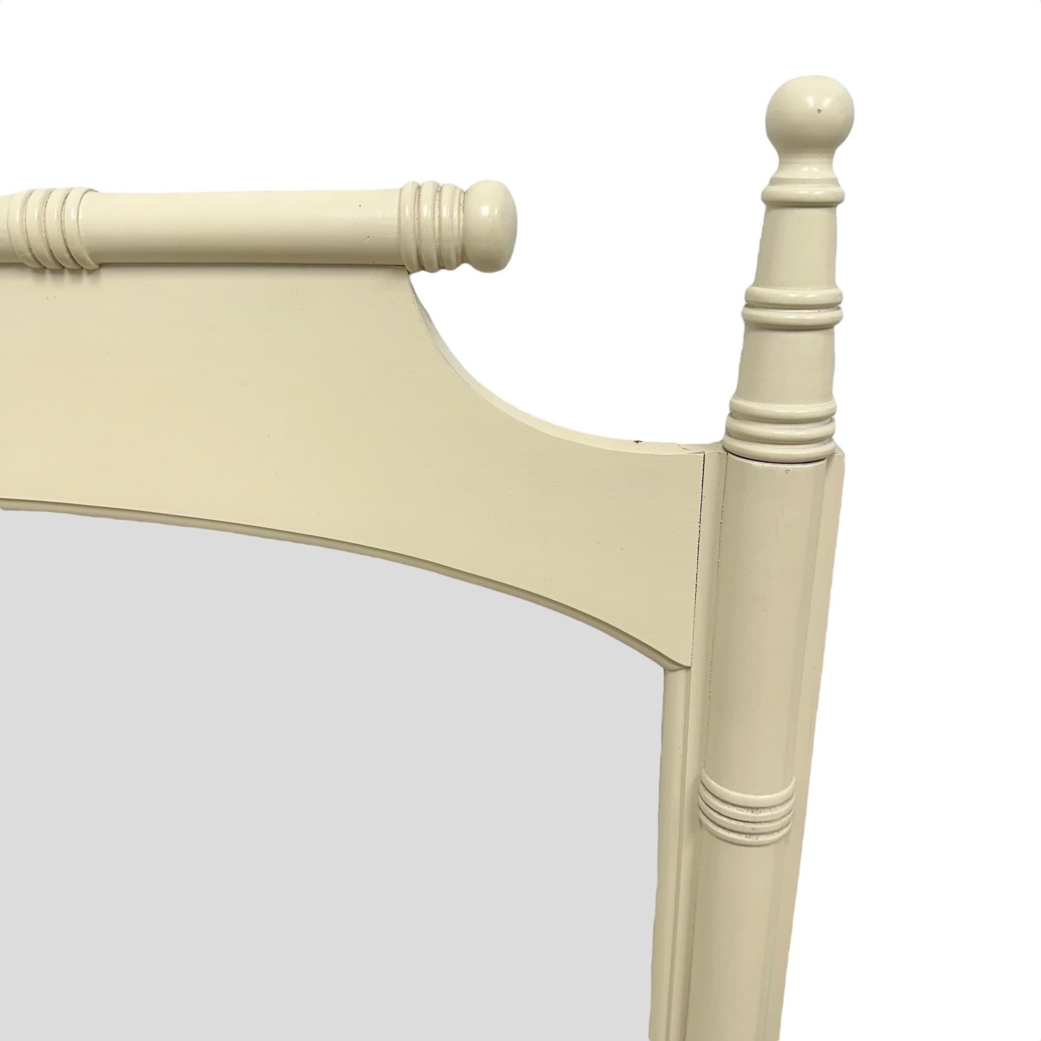 Faux Bamboo Mirror 42x30 LOCAL PICKUP Vintage Creamy White Coastal Hollywood Regency Style - Thumbnail 4