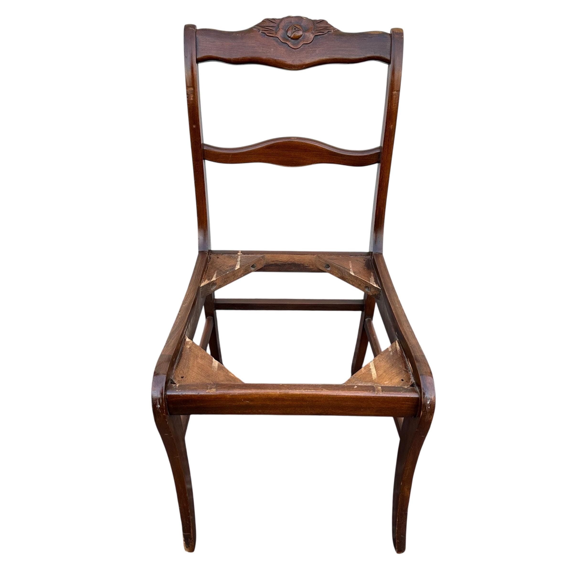 Vintage Carved Wood Chair - Shabby Chic Cottage Farmhouse Flower & Grapes Decor - Project Restoration - Thumbnail 2