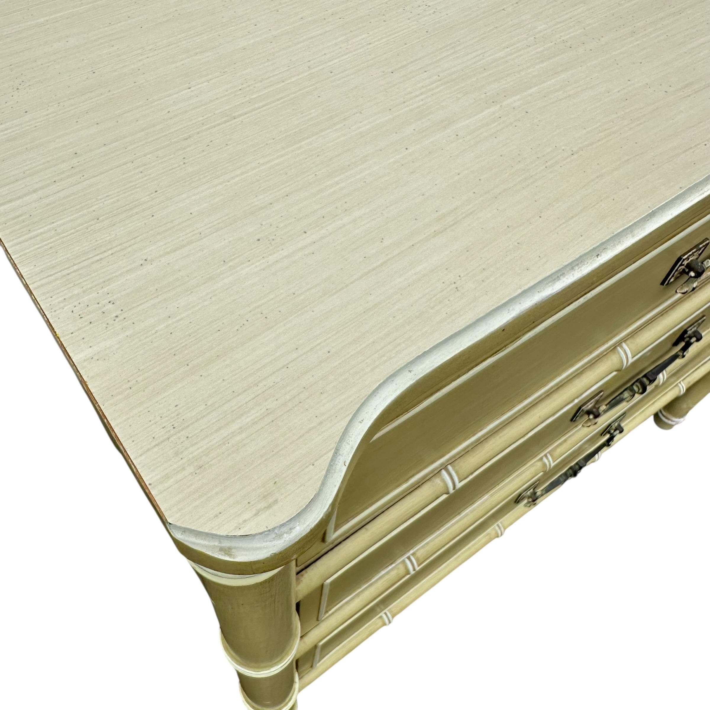 Henry Link Bali Hai 3 Drawer Nightstand - Vintage Green Faux Bamboo Coastal Hollywood Regency Bachelor Chest - Thumbnail 8