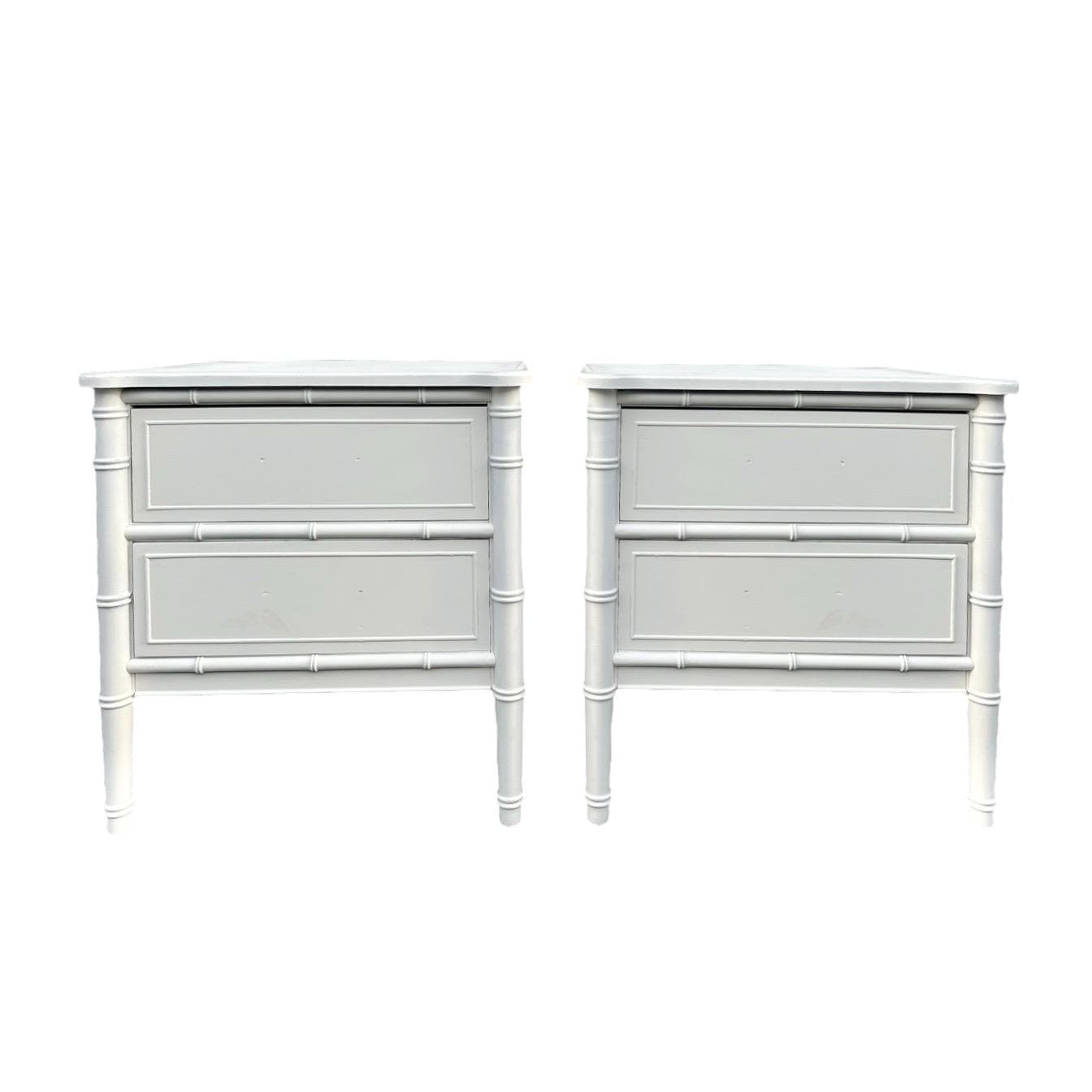 Vintage Faux Bamboo Nightstands - Henry Link Bali Hai - Hollywood Regency Chinoiserie - Set of 2 - Thumbnail 5