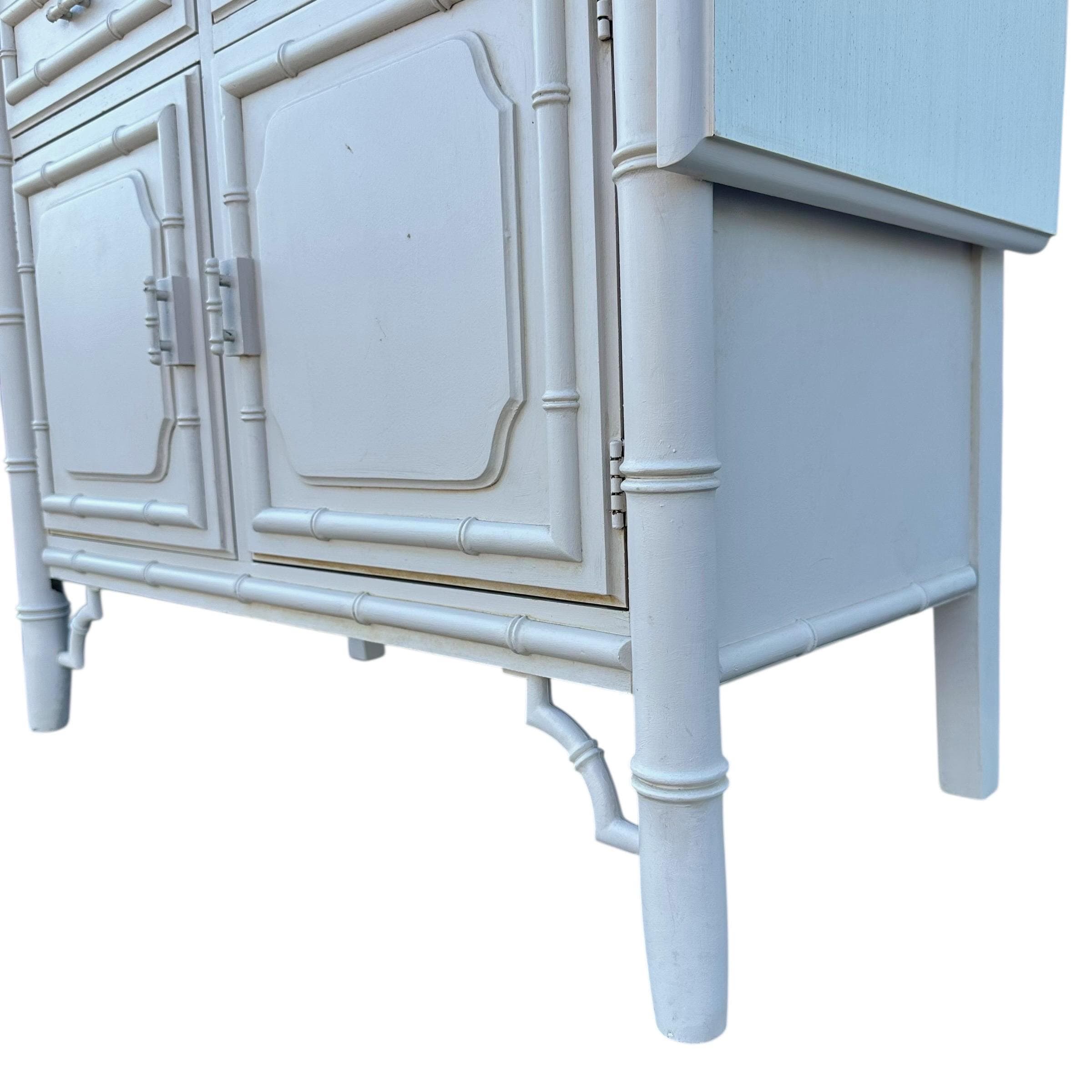 Faux Bamboo Table Server Cart by Dixie Aloha - Vintage Fretwork Hollywood Regency Chinoiserie Coastal Furniture - Thumbnail 12