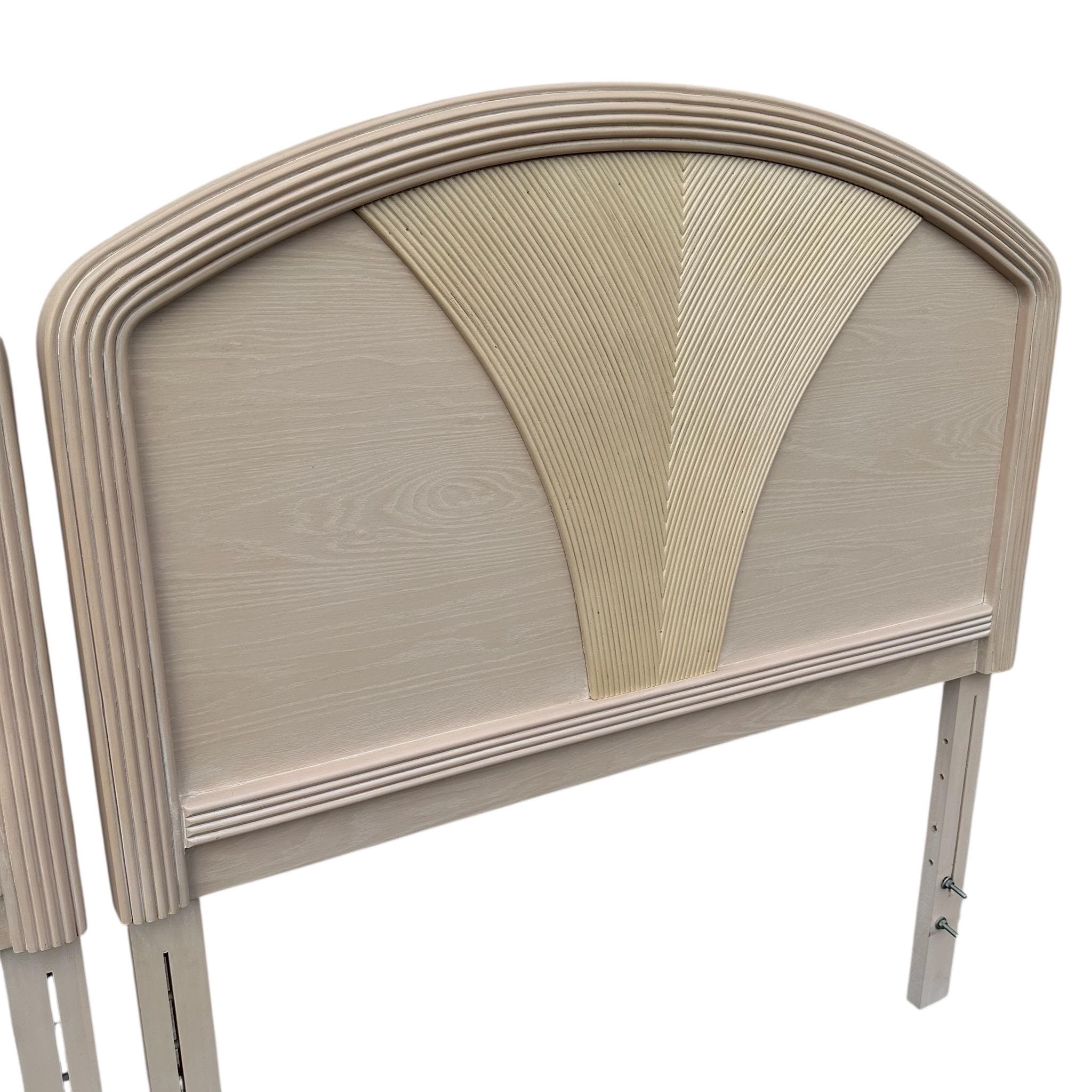 Pencil Reed Twin Headboard - Vintage Coastal Whitewashed Wood Bedroom Furniture - Thumbnail 4