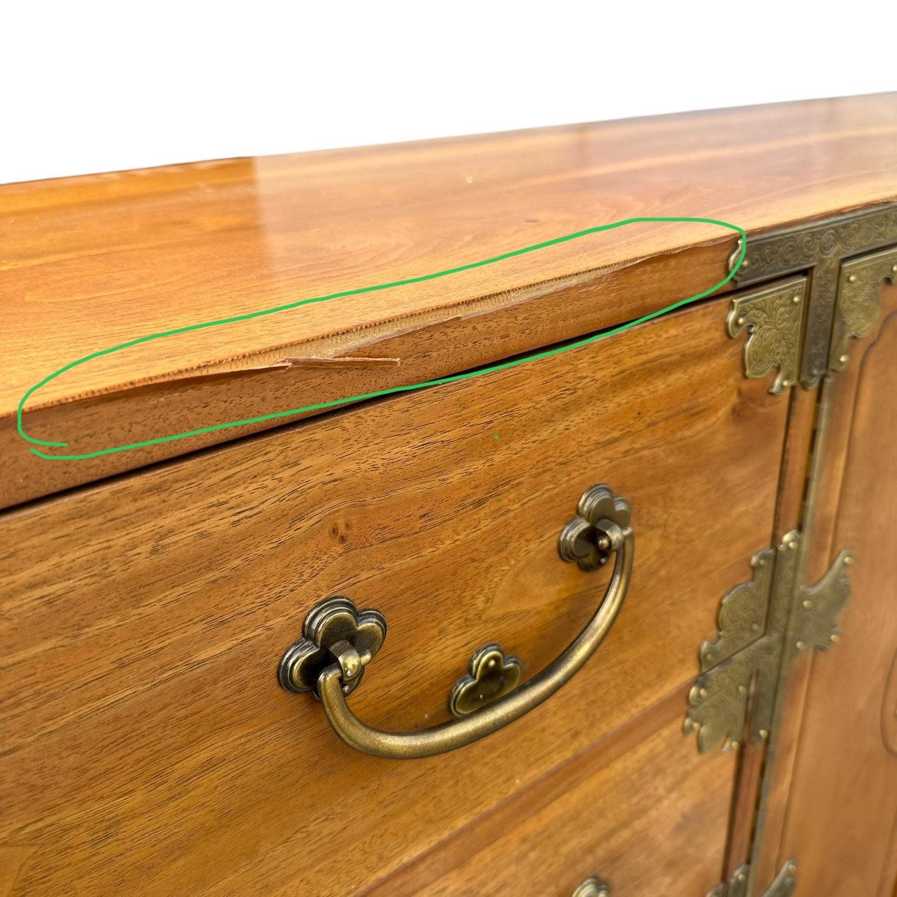 Vintage Henredon Chinoiserie Campaign Dresser Project 80” Long - Hollywood Regency Asian Style 9 Drawer Credenza - Thumbnail 6