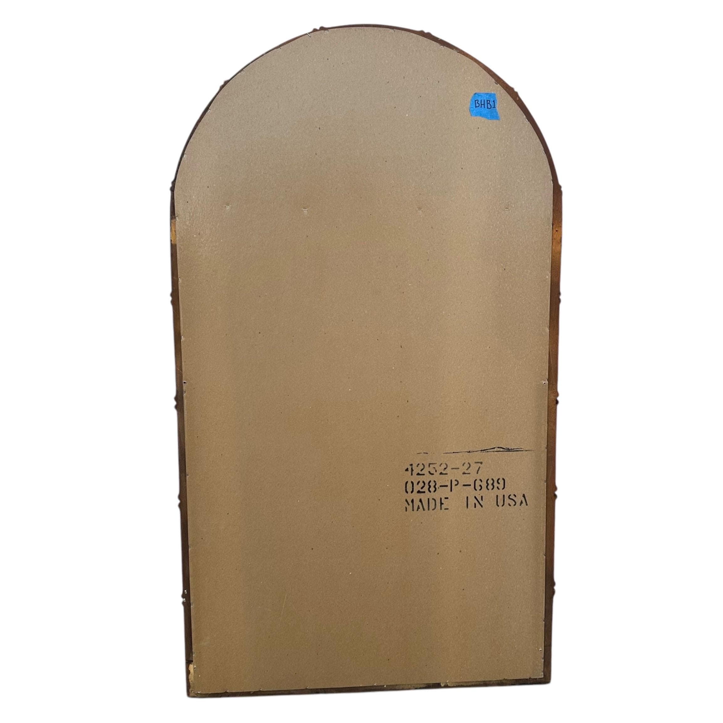 Faux Bamboo & Wicker Mirror 51x29 LOCAL PICKUP Vintage Broyhill Rounded Brown Wooden Coastal Hollywood Regency Style - Thumbnail 5