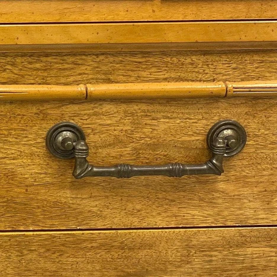 Vintage Faux Bamboo Drawer Pull 5.25" Center - Broyhill Hardware Replacement for Dresser or Chest, Original Aged Brass Finish - Thumbnail 2