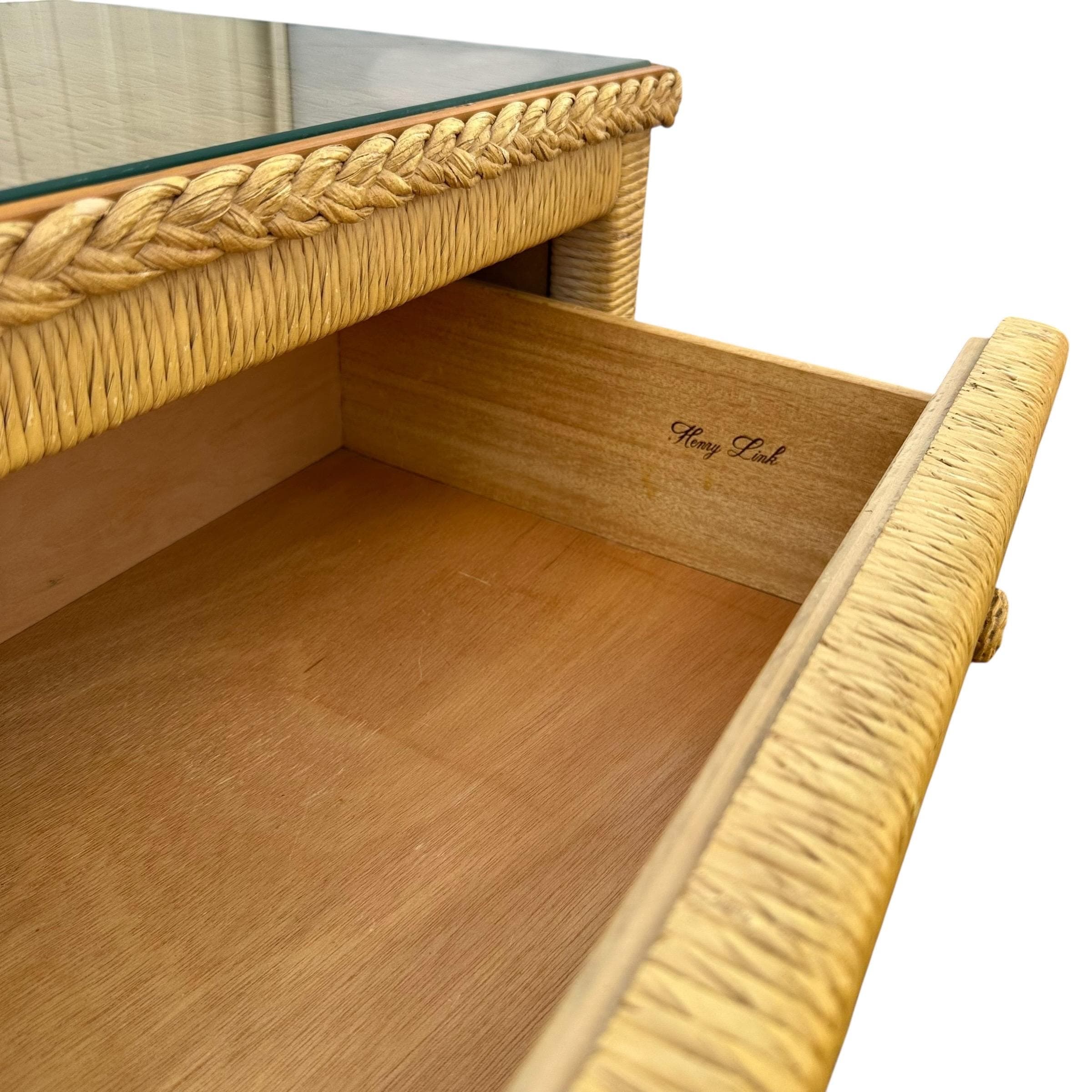 Wicker Dresser Chest by Henry Link - Vintage Natural Wrapped Rattan 5 Drawer Boho Chic Coastal Bamboo Style - Thumbnail 7