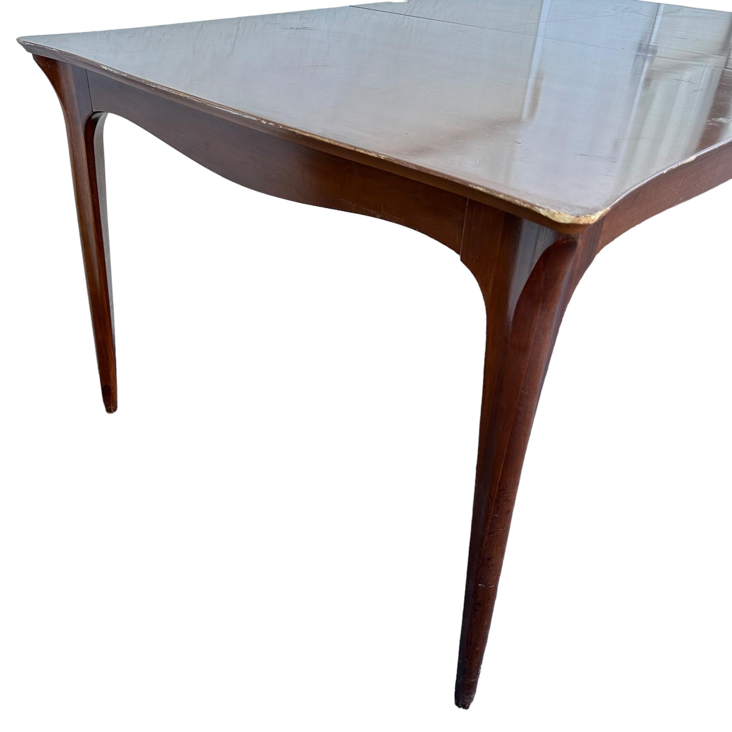 1950s Mid-Century Modern Dining Table Project by Drexel Dateline Collection 62" to 86" Long Mahogany Wood with 2 Leaves MCM - Thumbnail 4