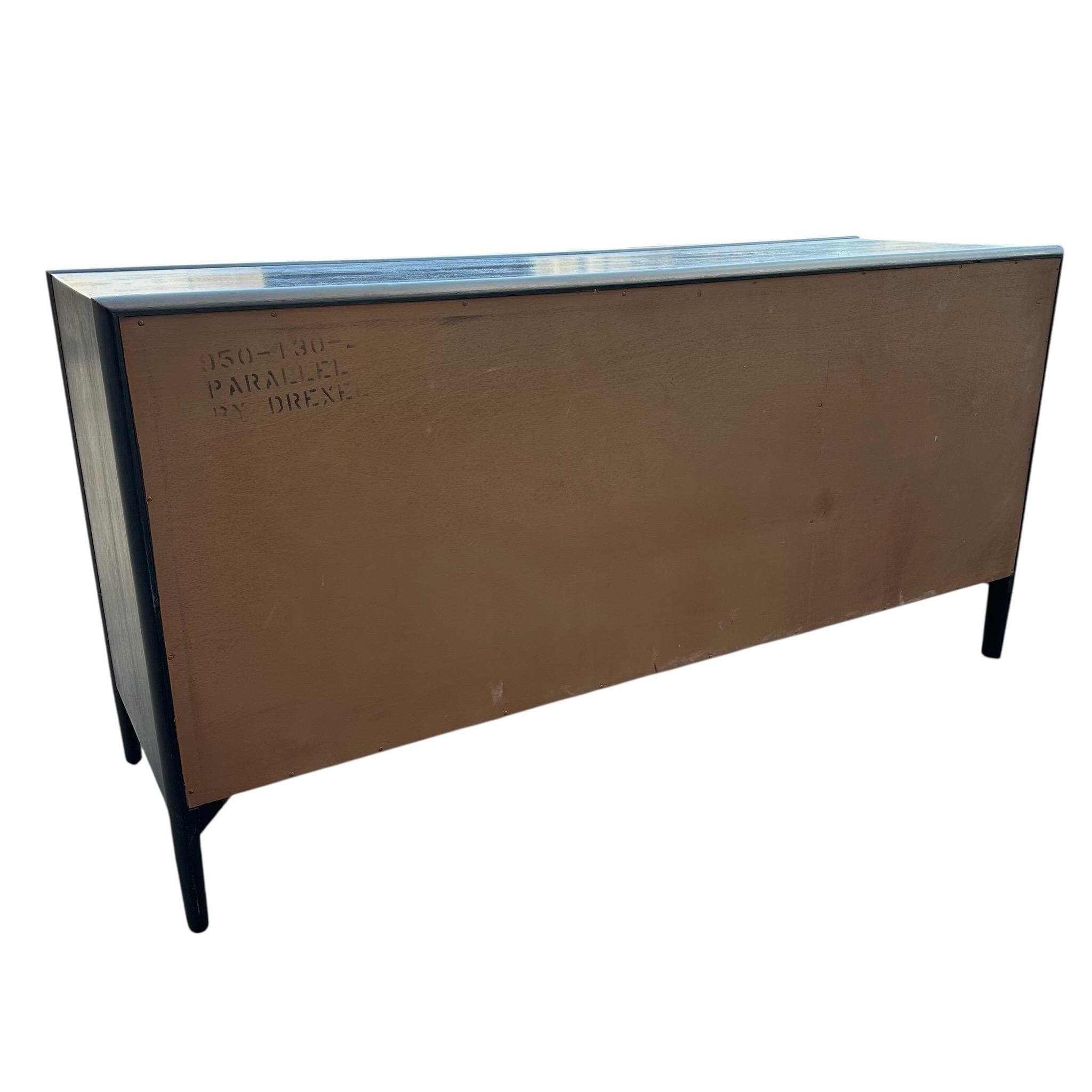 Vintage Drexel Parallel Sideboard - Black Wood, Gold, Chinoiserie MidCentury Asian Oriental Style Credenza Cabinet - Thumbnail 9